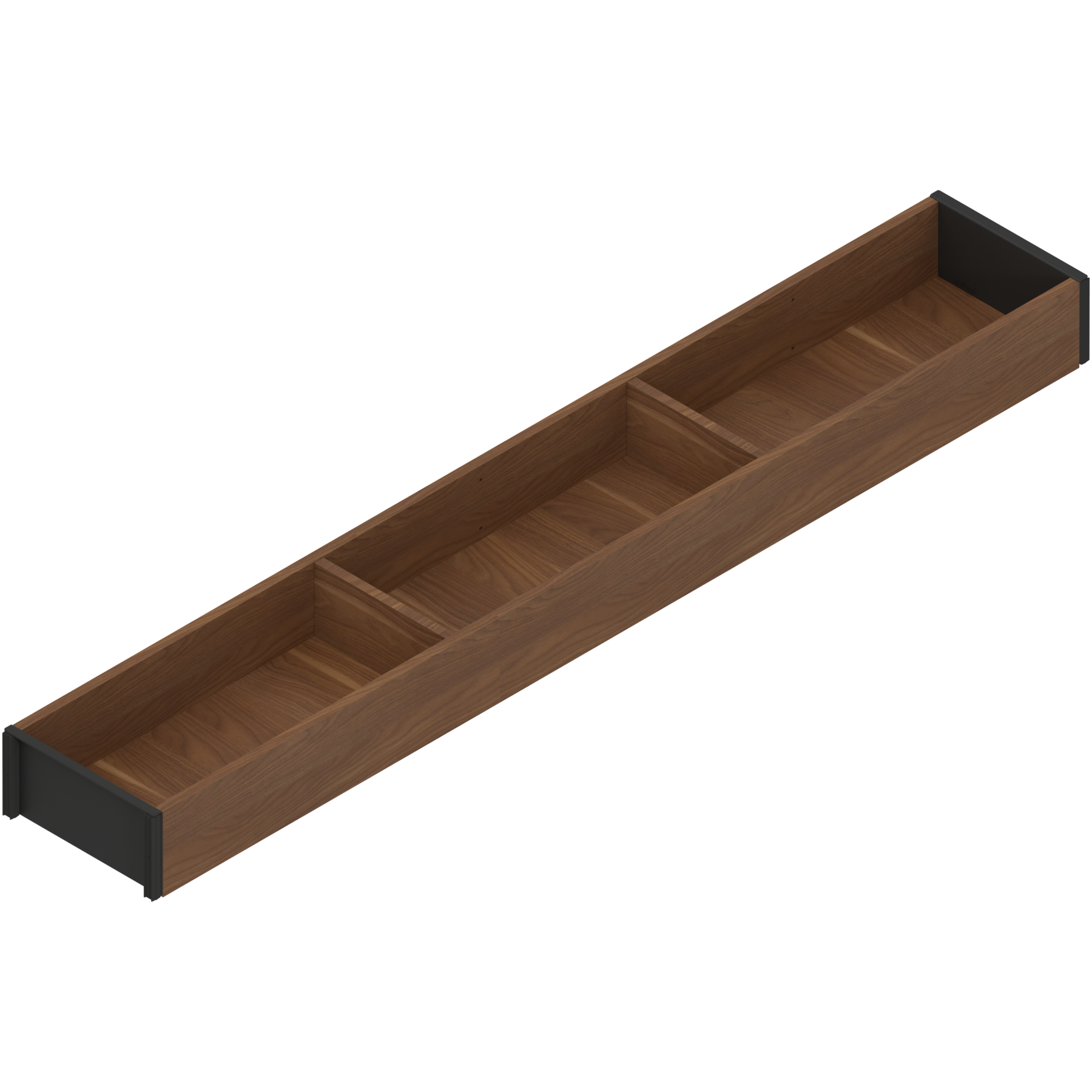 AMBIA-LINE  ramki do szuflady standardowej, do LEGRABOX/MERIVOBOX, w opcji drewnopodobnej, dł.=650 mm, szerokość=100 mm, Orzec Tenn./czarny car