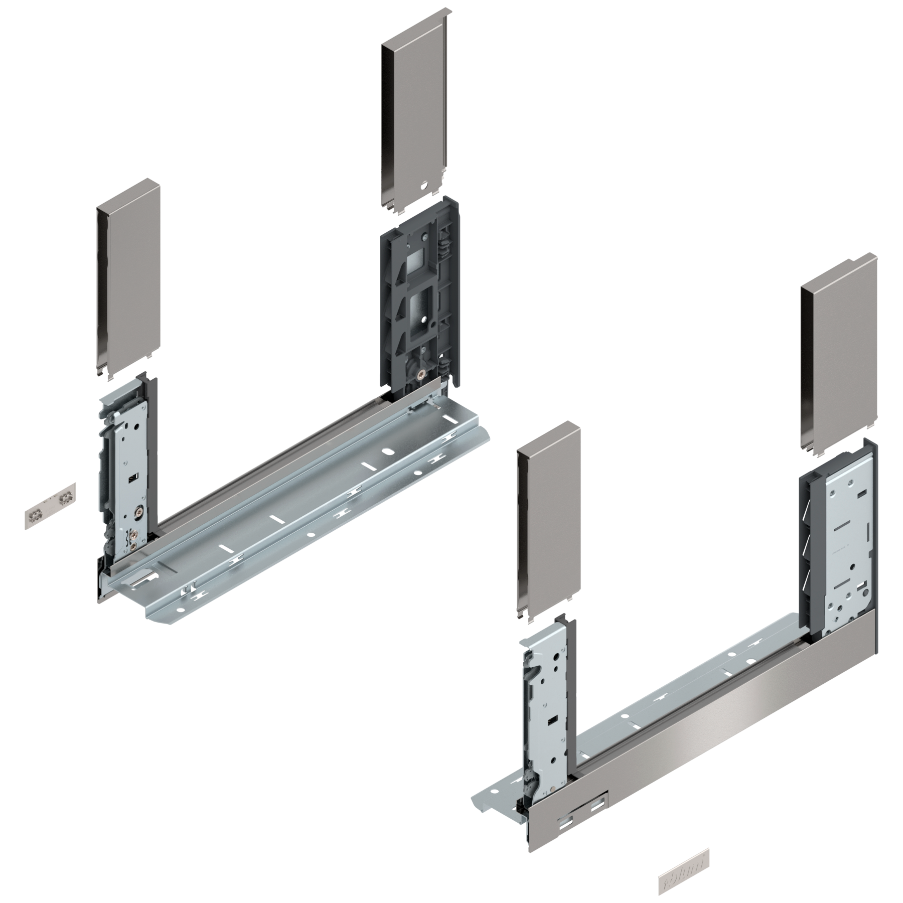 Bok szuflady LEGRABOX, wysokość C (177 mm), dł.=350 mm, lewy/prawy, do LEGRABOX free, inox-szczotk.-lakier.