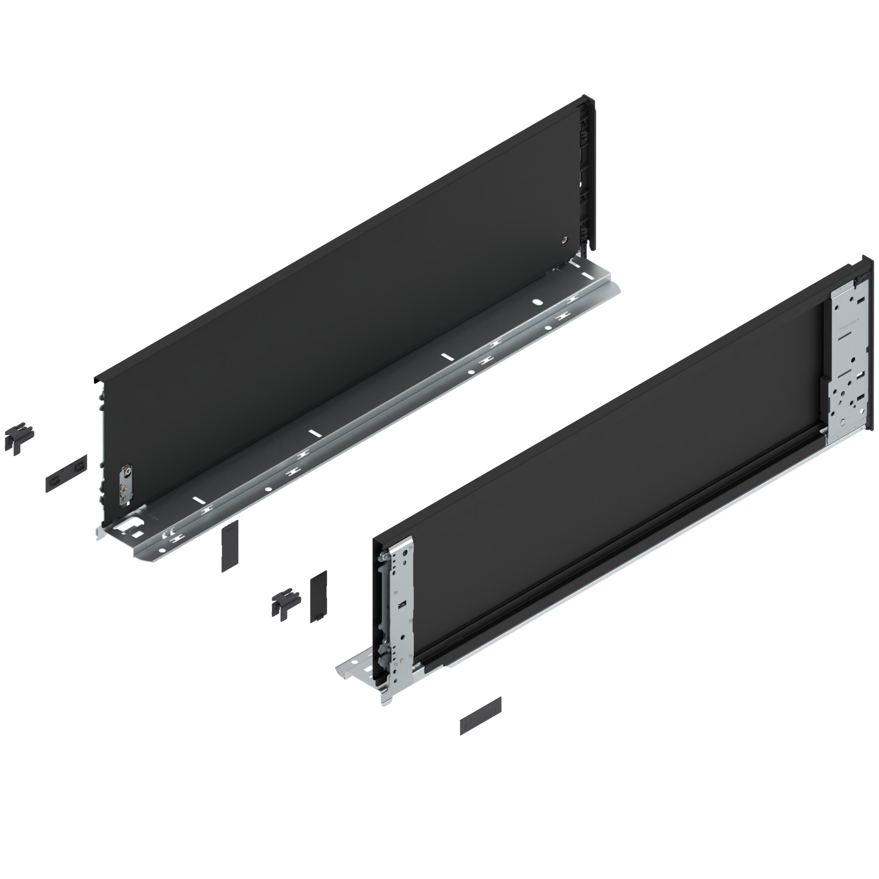 Bok szuflady LEGRABOX (za korpusem), wysokość C (177 mm), dł.=600 mm, lewy/prawy, do LEGRABOX pure, czarny mat