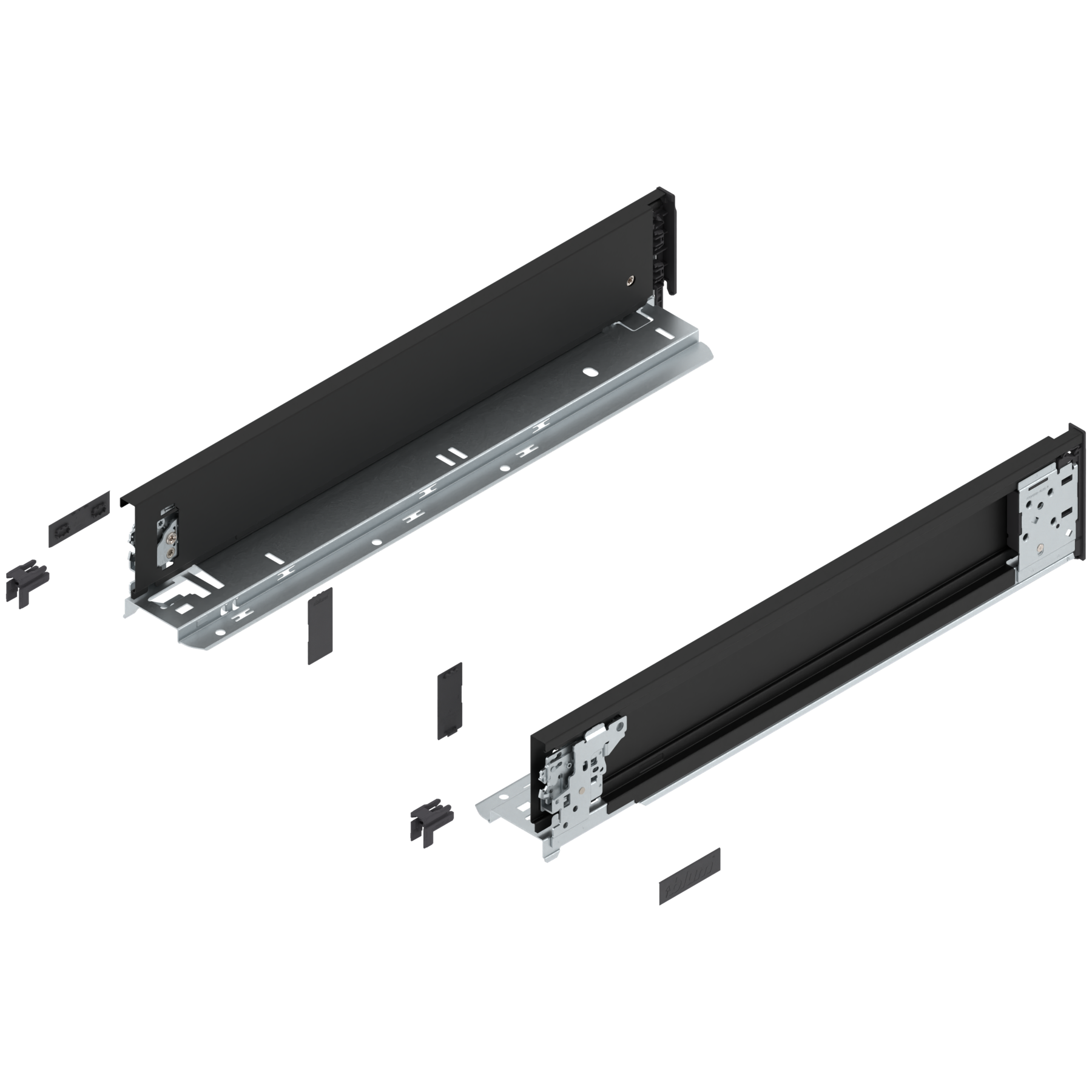 Bok szuflady LEGRABOX (za korpusem), wysokość M (90.5 mm), dł.=450 mm, lewy/prawy, do LEGRABOX pure, czarny mat