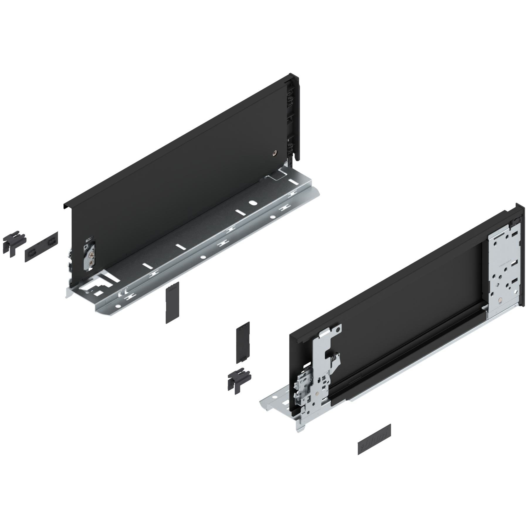 Bok szuflady LEGRABOX (za korpusem), wysokość K (128.5 mm), dł.=350 mm, lewy/prawy, do LEGRABOX pure, czarny mat
