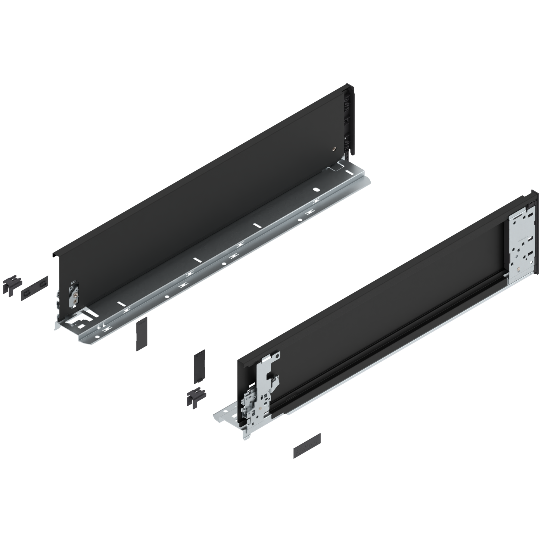 Bok szuflady LEGRABOX (za korpusem), wysokość K (128.5 mm), dł.=550 mm, lewy/prawy, do LEGRABOX pure, czarny mat