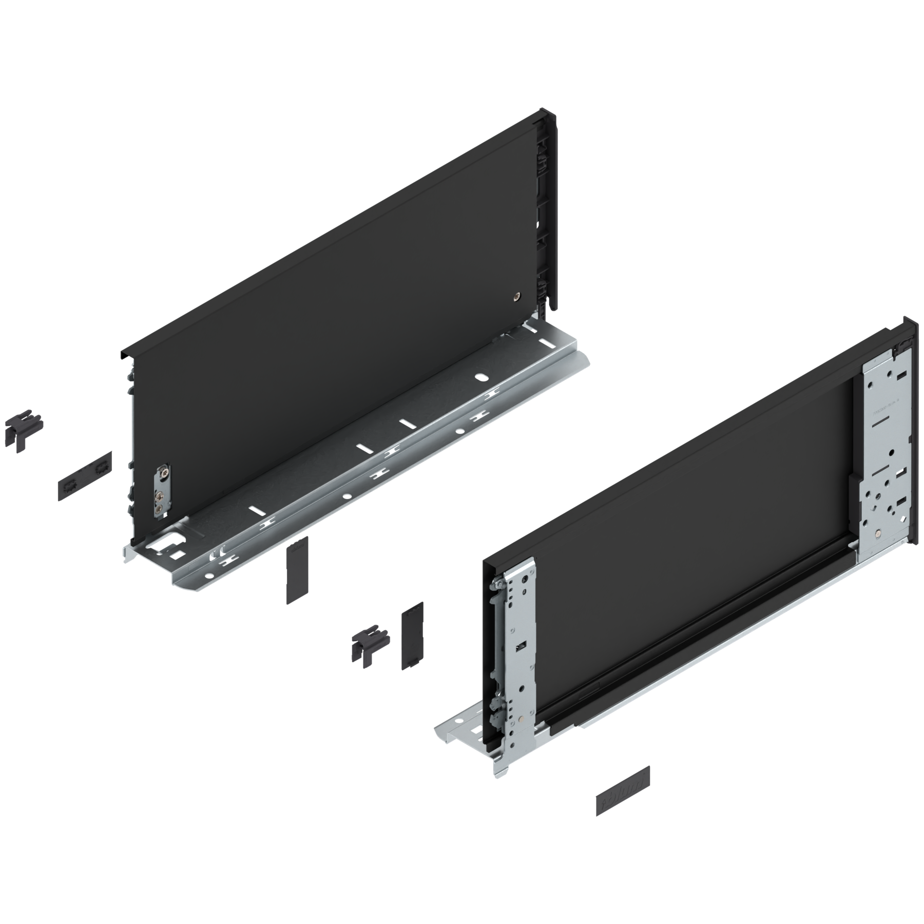 Bok szuflady LEGRABOX (za korpusem), wysokość C (177 mm), dł.=400 mm, lewy/prawy, do LEGRABOX pure, czarny mat