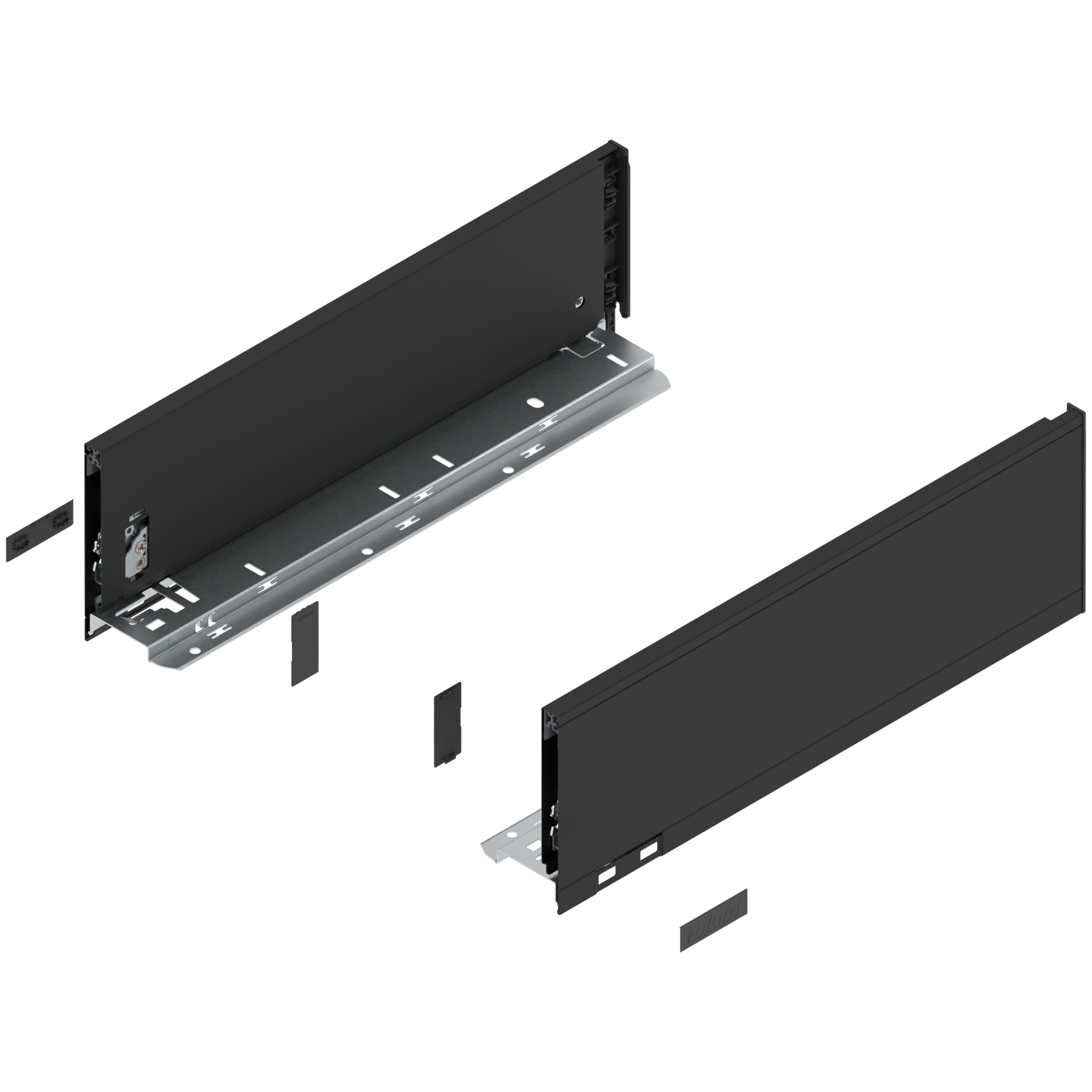 Bok szuflady LEGRABOX, wysokość K (128.5 mm), dł.=400 mm, lewy/prawy, do LEGRABOX pure, czarny mat