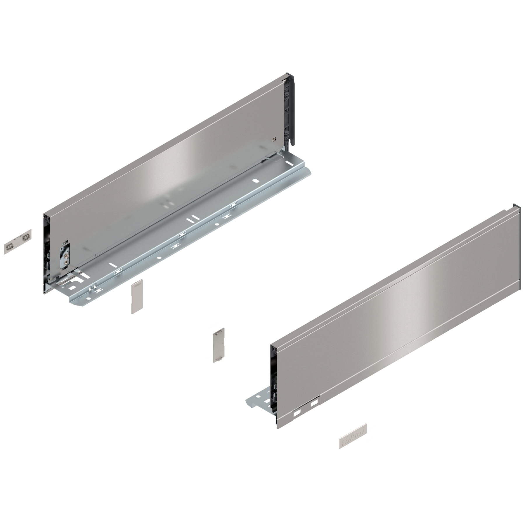 Bok szuflady LEGRABOX, wysokość K (128.5 mm), dł.=450 mm, lewy/prawy, do LEGRABOX pure, inox-szczotk.-lakier.