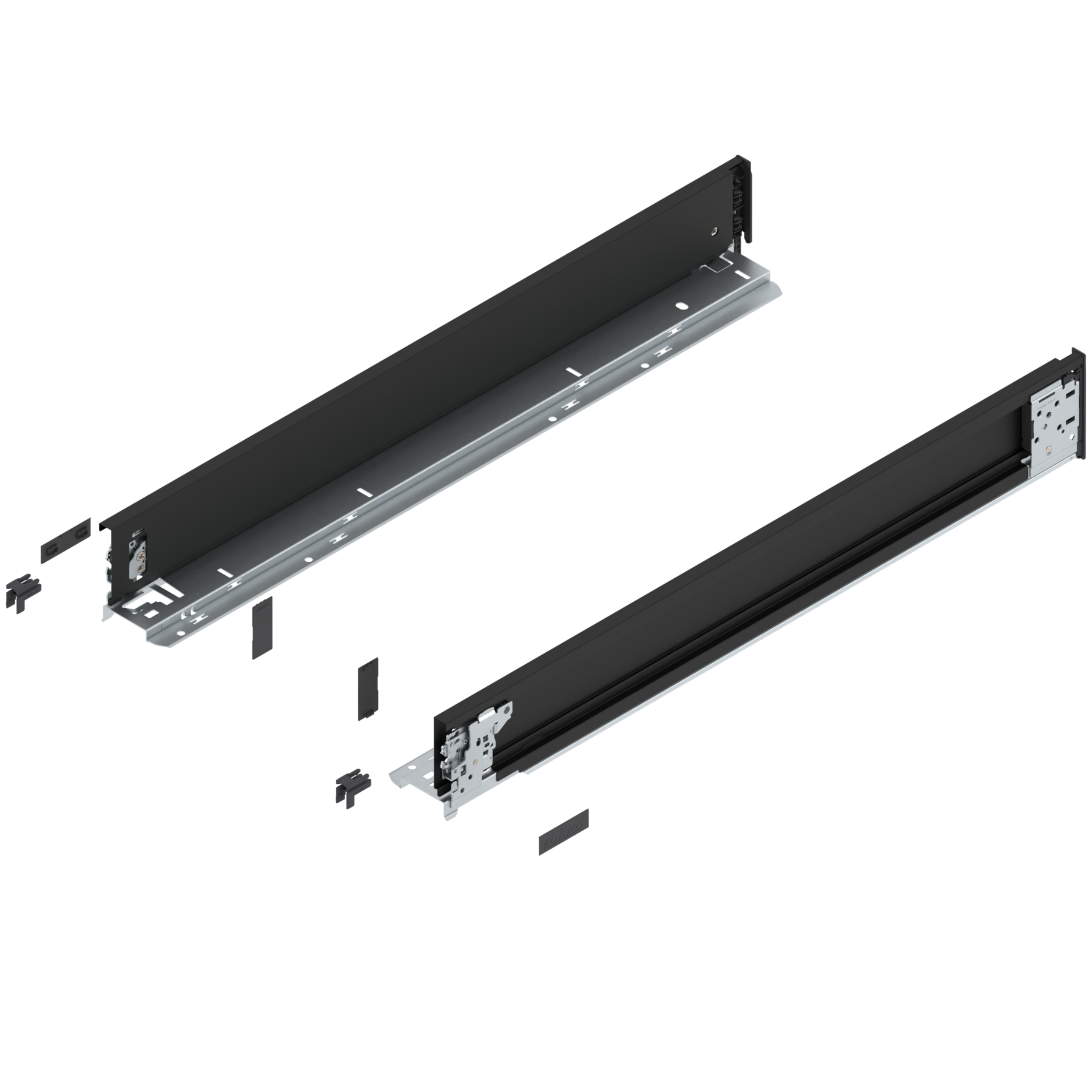 Bok szuflady LEGRABOX (za korpusem), wysokość M (90.5 mm), dł.=650 mm, lewy/prawy, do LEGRABOX pure, czarny mat