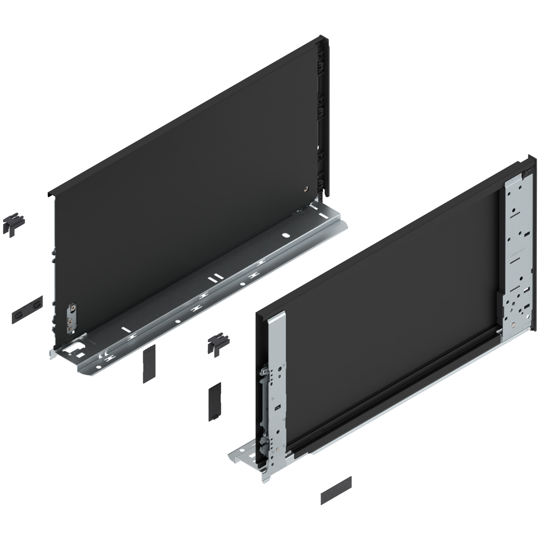 Bok szuflady LEGRABOX (za korpusem), wysokość F (241 mm), dł.=450 mm, lewy/prawy, do LEGRABOX pure, czarny mat