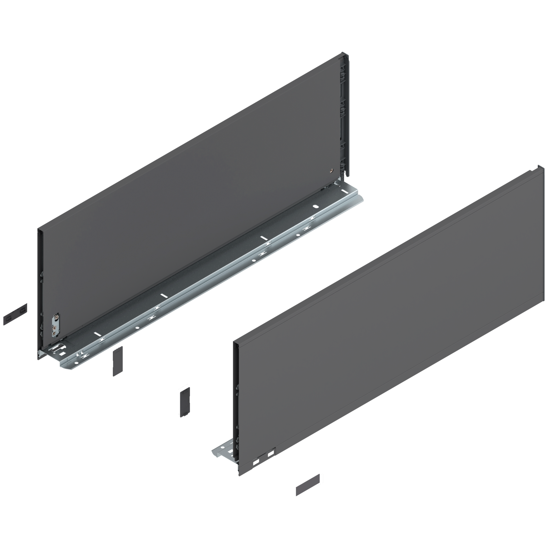 Bok szuflady LEGRABOX, wysokość F (241 mm), dł.=650 mm, lewy/prawy, do LEGRABOX pure, antracyt mat