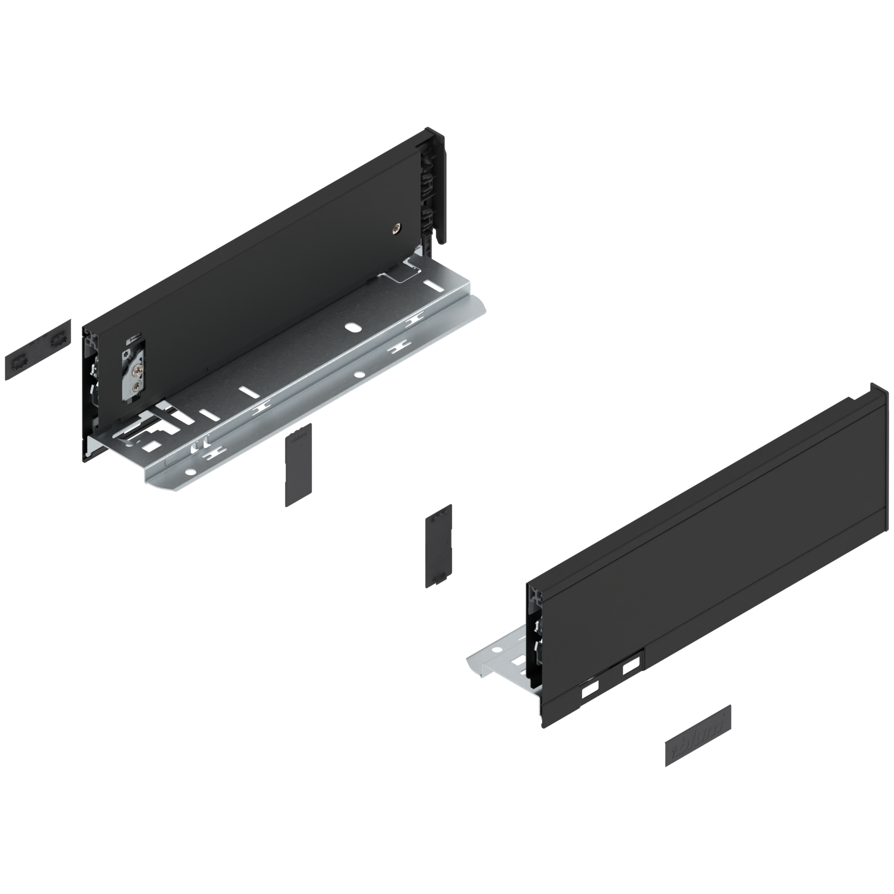 Bok szuflady LEGRABOX, wysokość M (90.5 mm), dł.=270 mm, lewy/prawy, do LEGRABOX pure, czarny mat