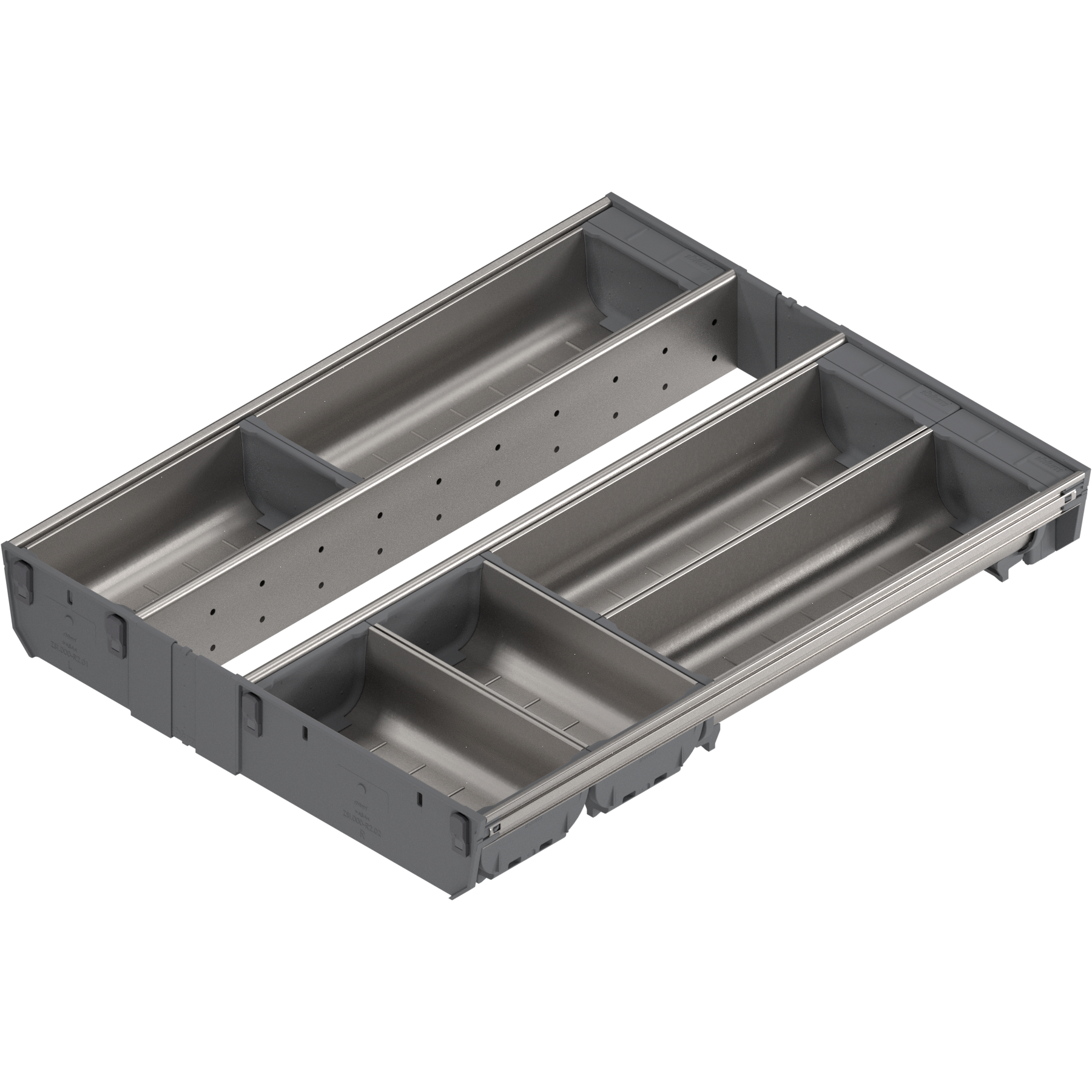 ORGA-LINE wkład z pojemnikami (całkowite wypełnienie), do szuflady standardowej TANDEMBOX, dł. NL=500 mm, szer. korpusu KB=450 mm, inox