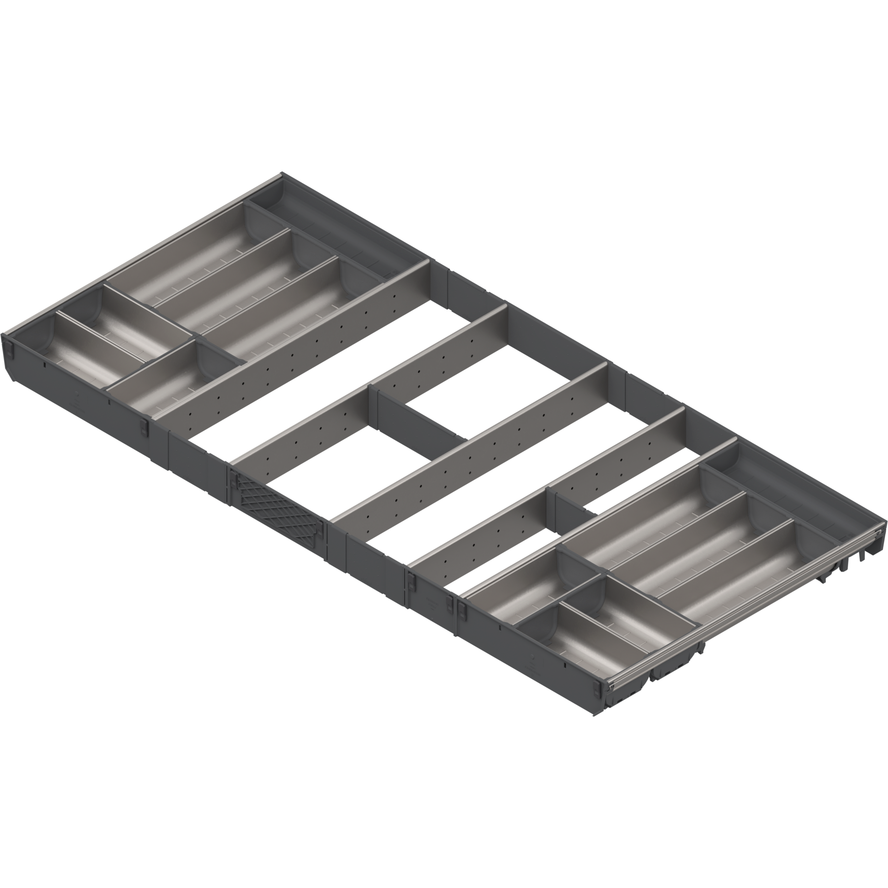 ORGA-LINE wkład z pojemnikami (całkowite wypełnienie), do szuflady standardowej TANDEMBOX, dł. NL=550 mm, szer. korpusu KB=1200 mm, inox