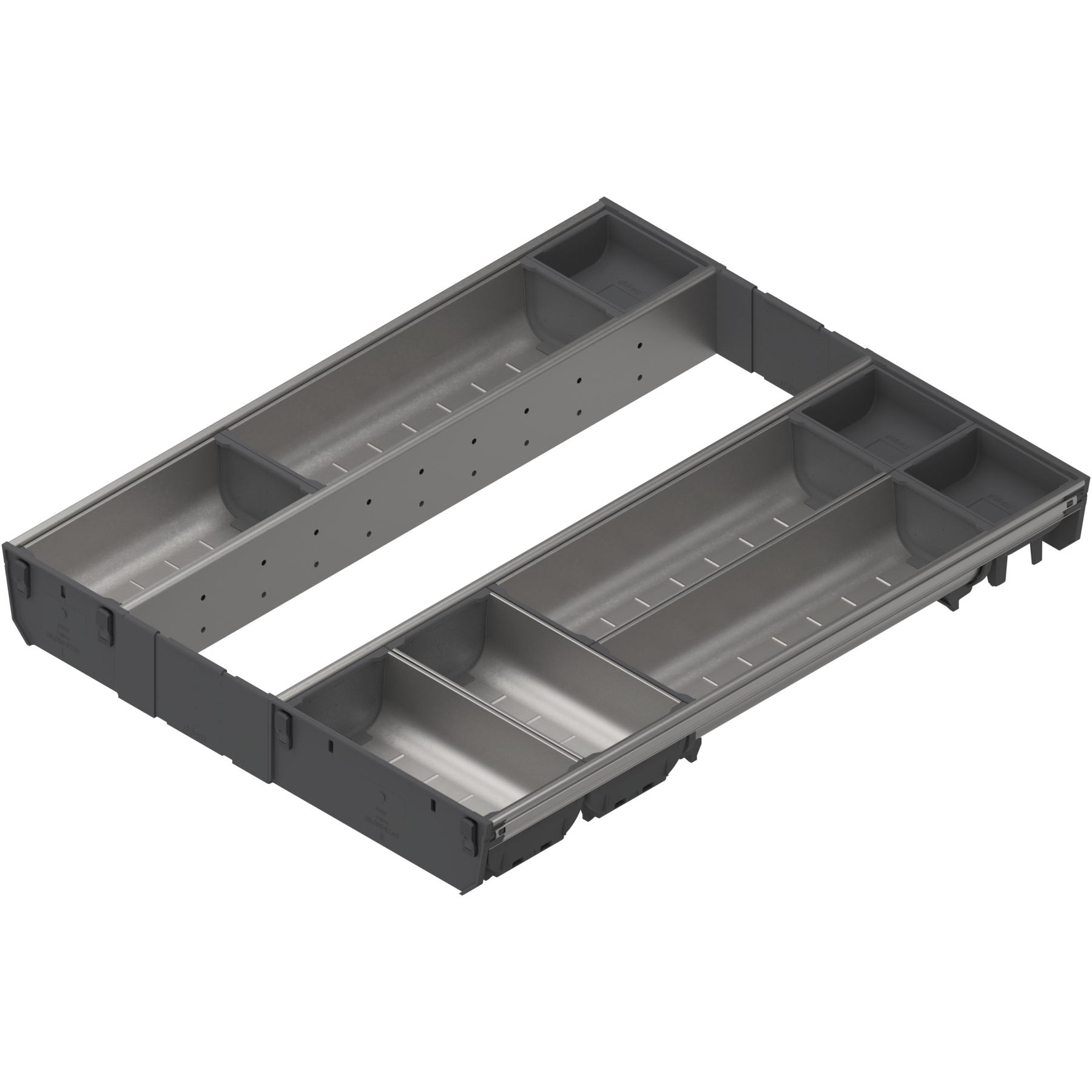 ORGA-LINE wkład z pojemnikami (całkowite wypełnienie), do szuflady standardowej TANDEMBOX, dł. NL=550 mm, szer. korpusu KB=500 mm, inox