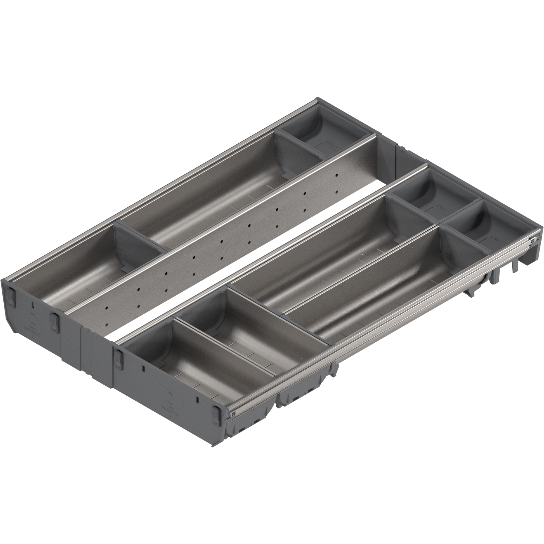 ORGA-LINE wkład z pojemnikami (całkowite wypełnienie), do szuflady standardowej TANDEMBOX, dł. NL=550 mm, szer. korpusu KB=450 mm, inox