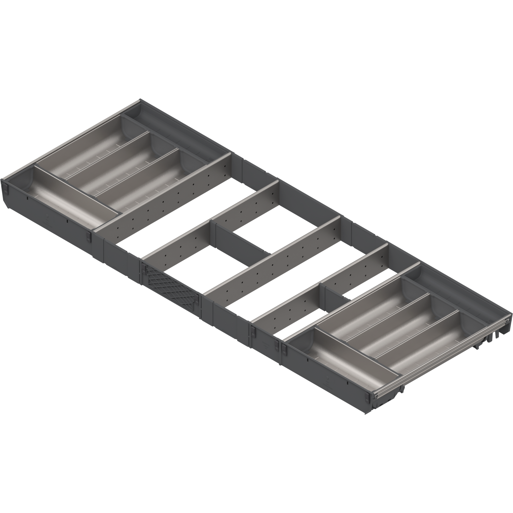 ORGA-LINE wkład z pojemnikami (całkowite wypełnienie), do szuflady standardowej TANDEMBOX, dł. NL=450 mm, szer. korpusu KB=1200 mm, inox