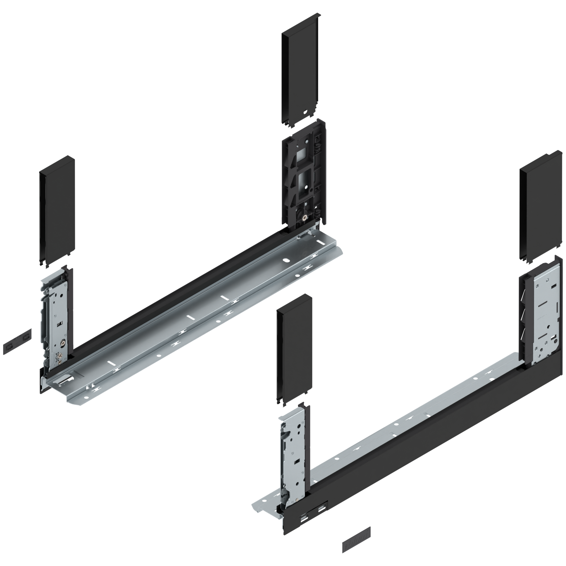 Bok szuflady LEGRABOX, wysokość C (177 mm), dł.=500 mm, lewy/prawy, do LEGRABOX free, czarny mat