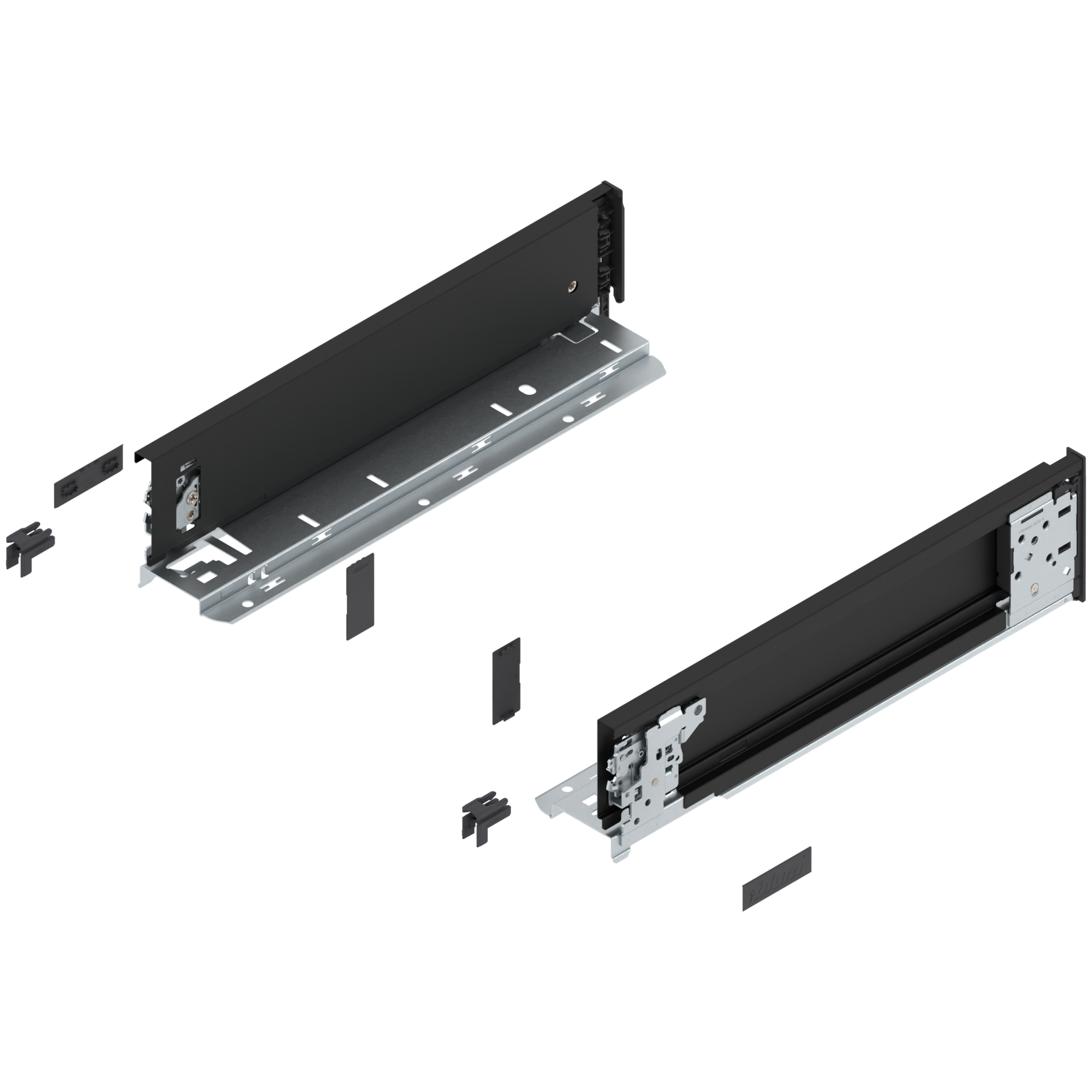 Bok szuflady LEGRABOX (za korpusem), wysokość M (90.5 mm), dł.=350 mm, lewy/prawy, do LEGRABOX pure, czarny mat