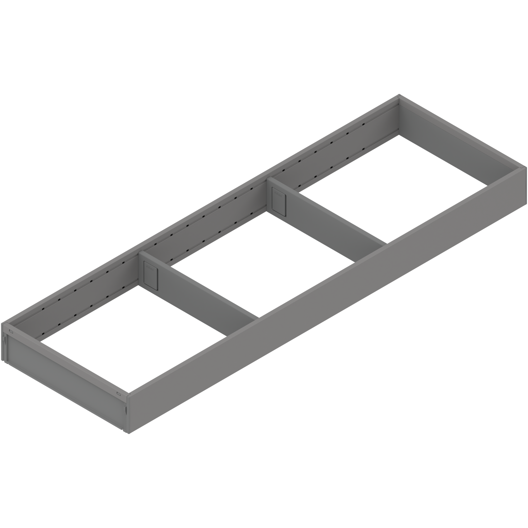 AMBIA-LINE  ramki do szuflady standardowej, do LEGRABOX/MERIVOBOX, stal, dł.=650 mm, szerokość=200 mm, szary indium mat
