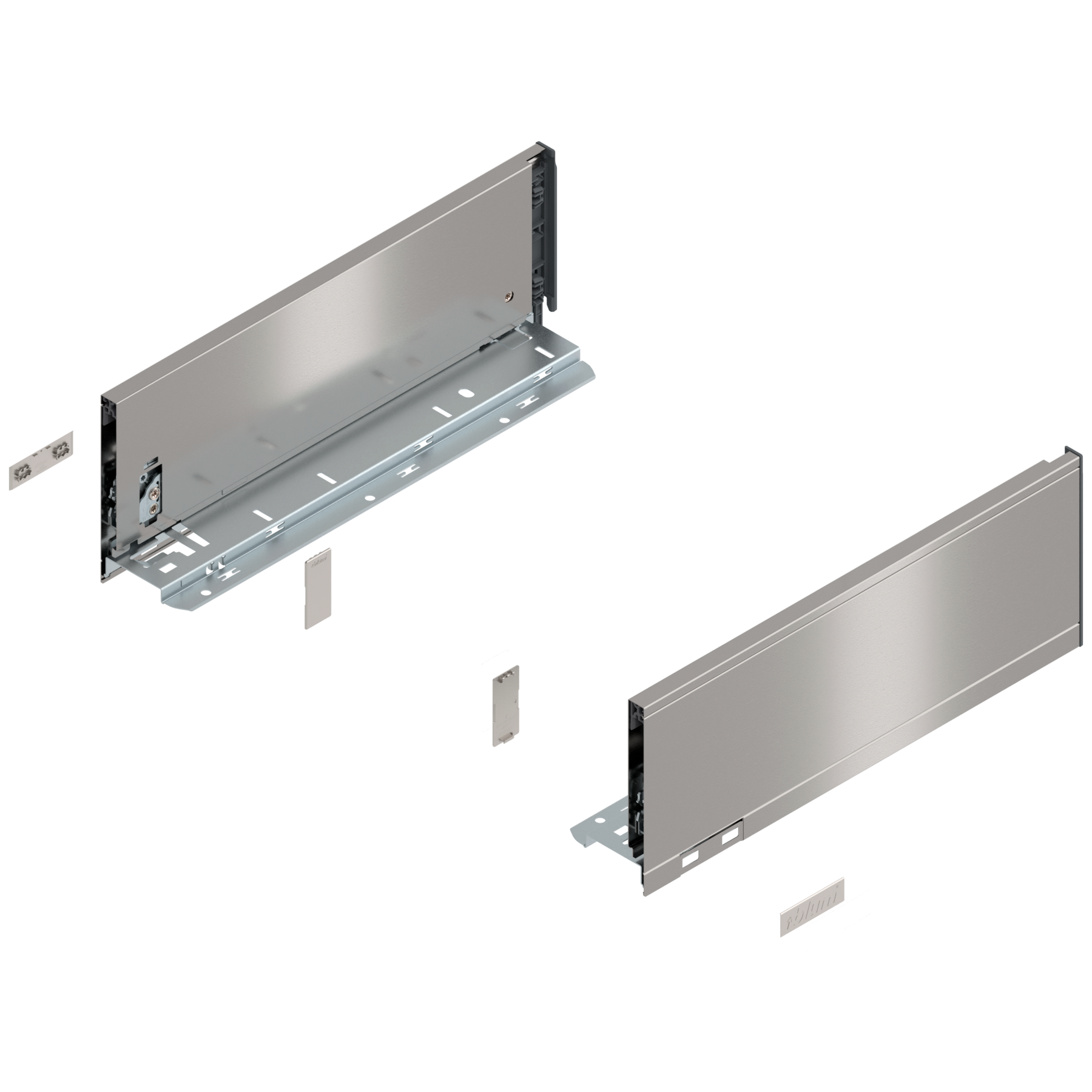 Bok szuflady LEGRABOX, wysokość K (128.5 mm), dł.=350 mm, lewy/prawy, do LEGRABOX pure, inox-szczotk.-lakier.
