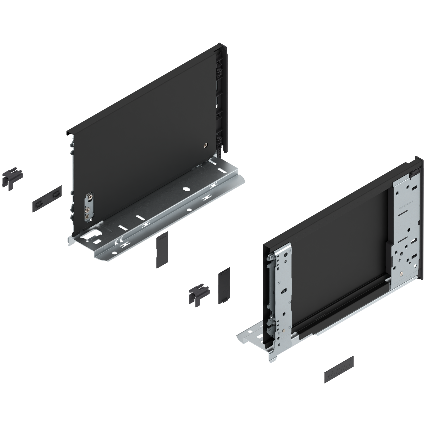 Bok szuflady LEGRABOX (za korpusem), wysokość C (177 mm), dł.=270 mm, lewy/prawy, do LEGRABOX pure, czarny mat