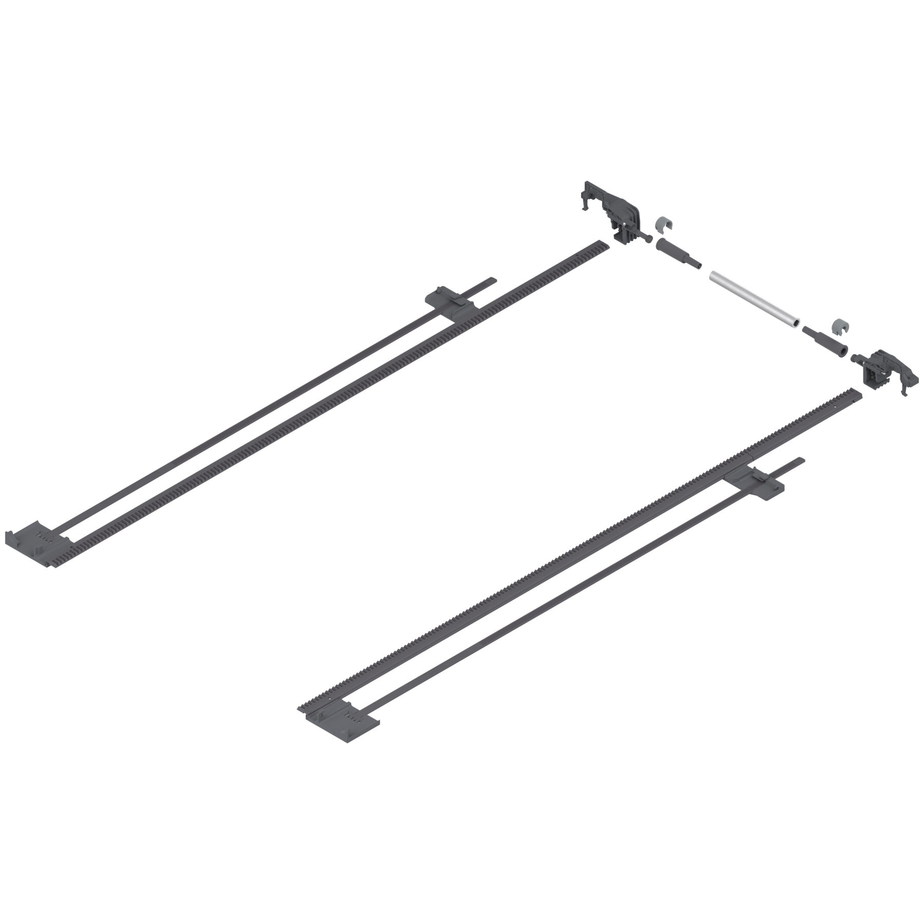 TANDEM Stabilizacja boczna, dł.=750 mm, KB=1400 mm, pełen wysuw, do przycięcia, R7037 ciemnoszara