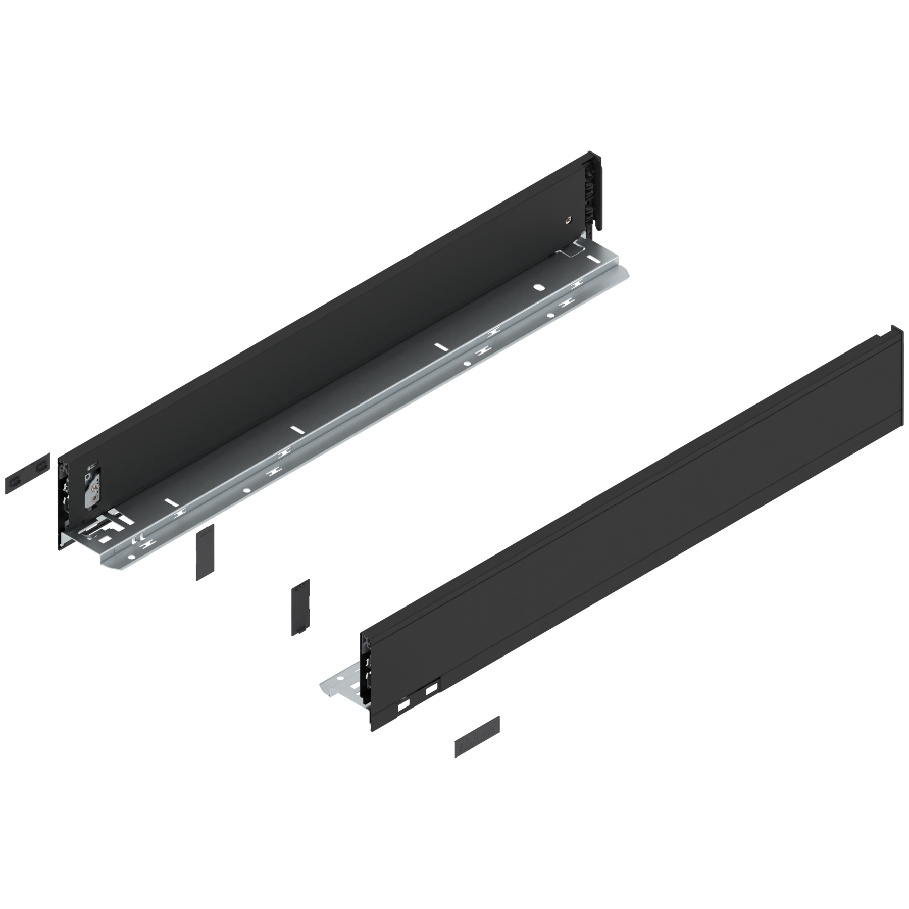 Bok szuflady LEGRABOX, wysokość M (90.5 mm), dł.=600 mm, lewy/prawy, do LEGRABOX pure, czarny mat