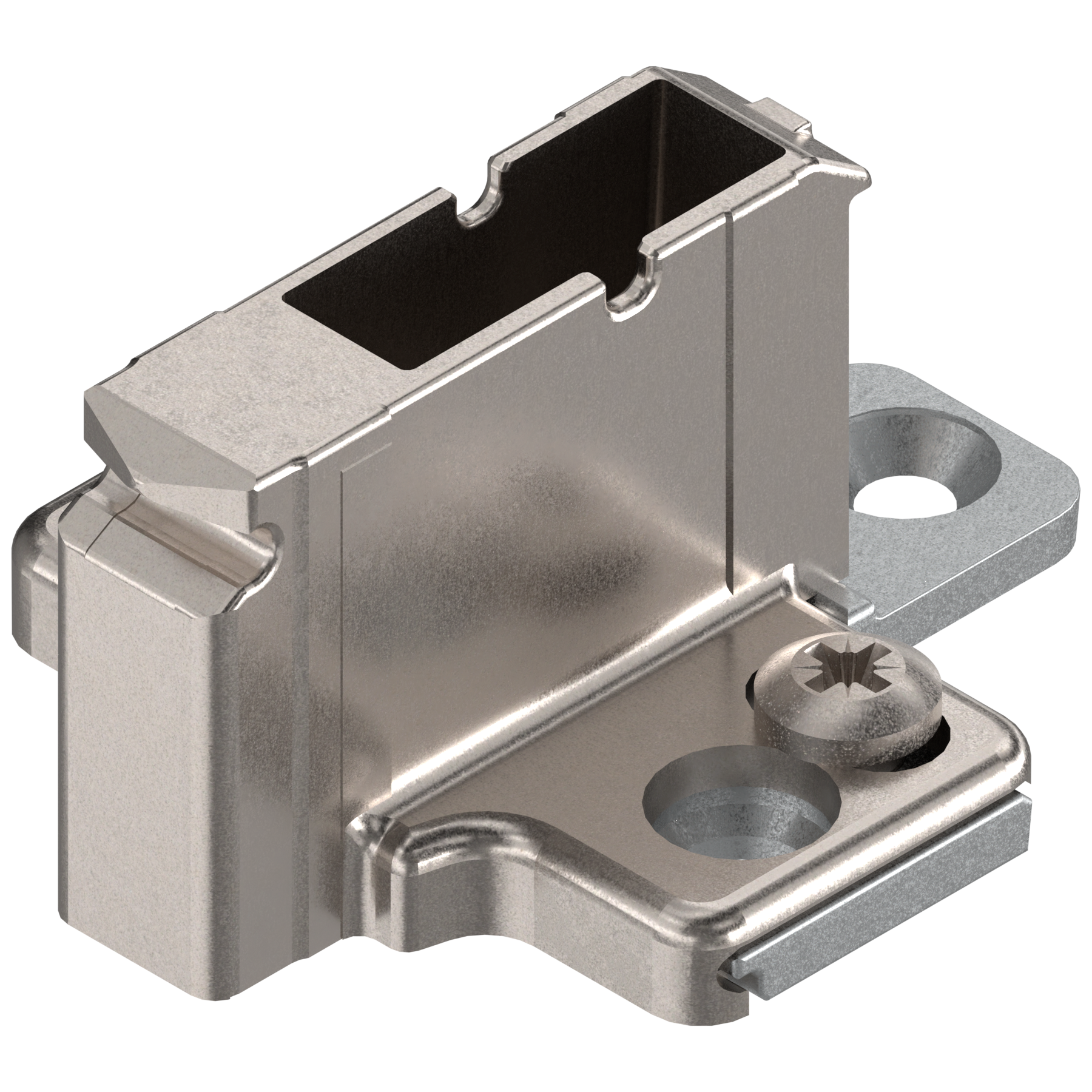 CLIP prowadnik, krzyżakowy, 18 mm, Cynk, wkręty EURO, RW: 2-częściowy, niklowany