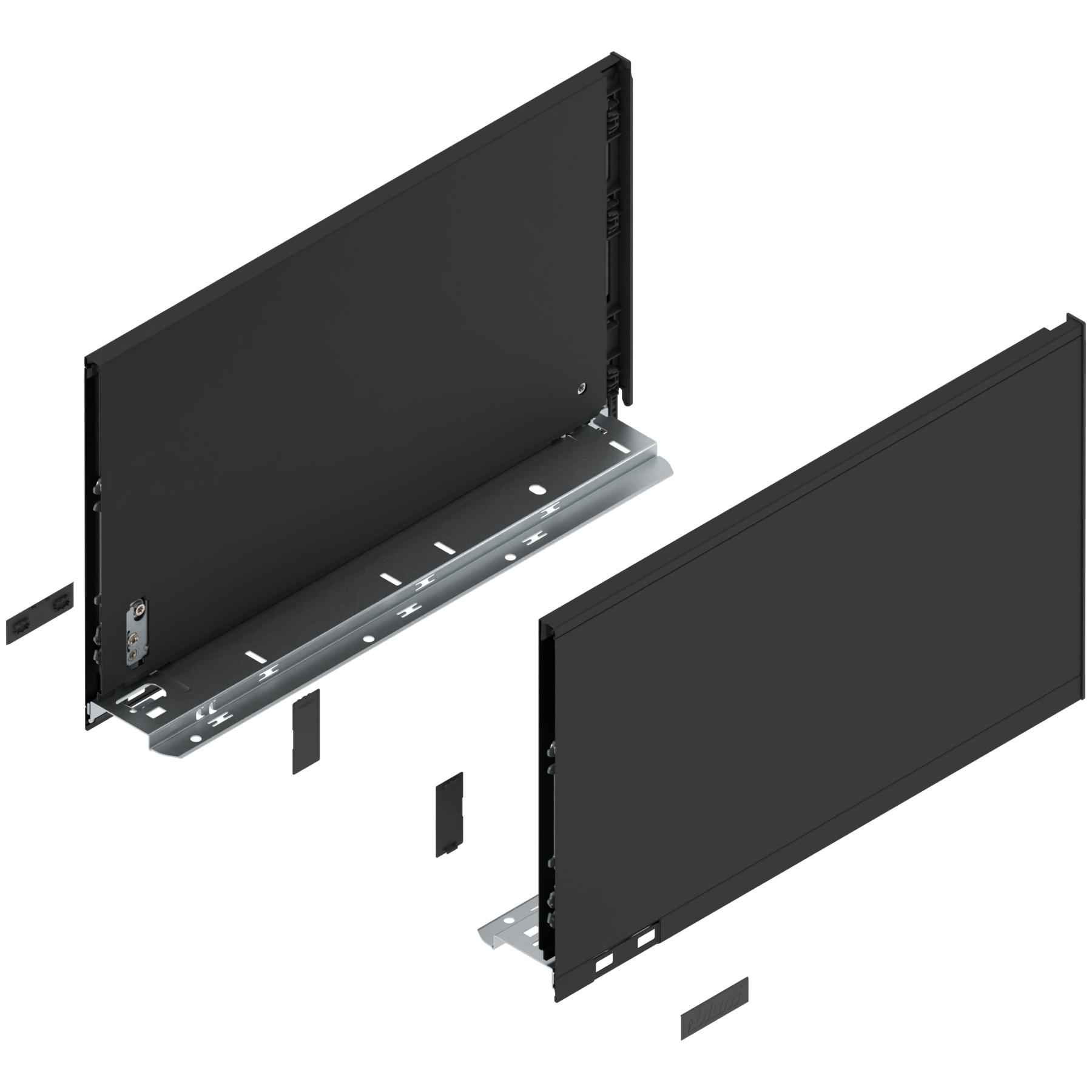 Bok szuflady LEGRABOX, wysokość F (241 mm), dł.=400 mm, lewy/prawy, do LEGRABOX pure, czarny mat