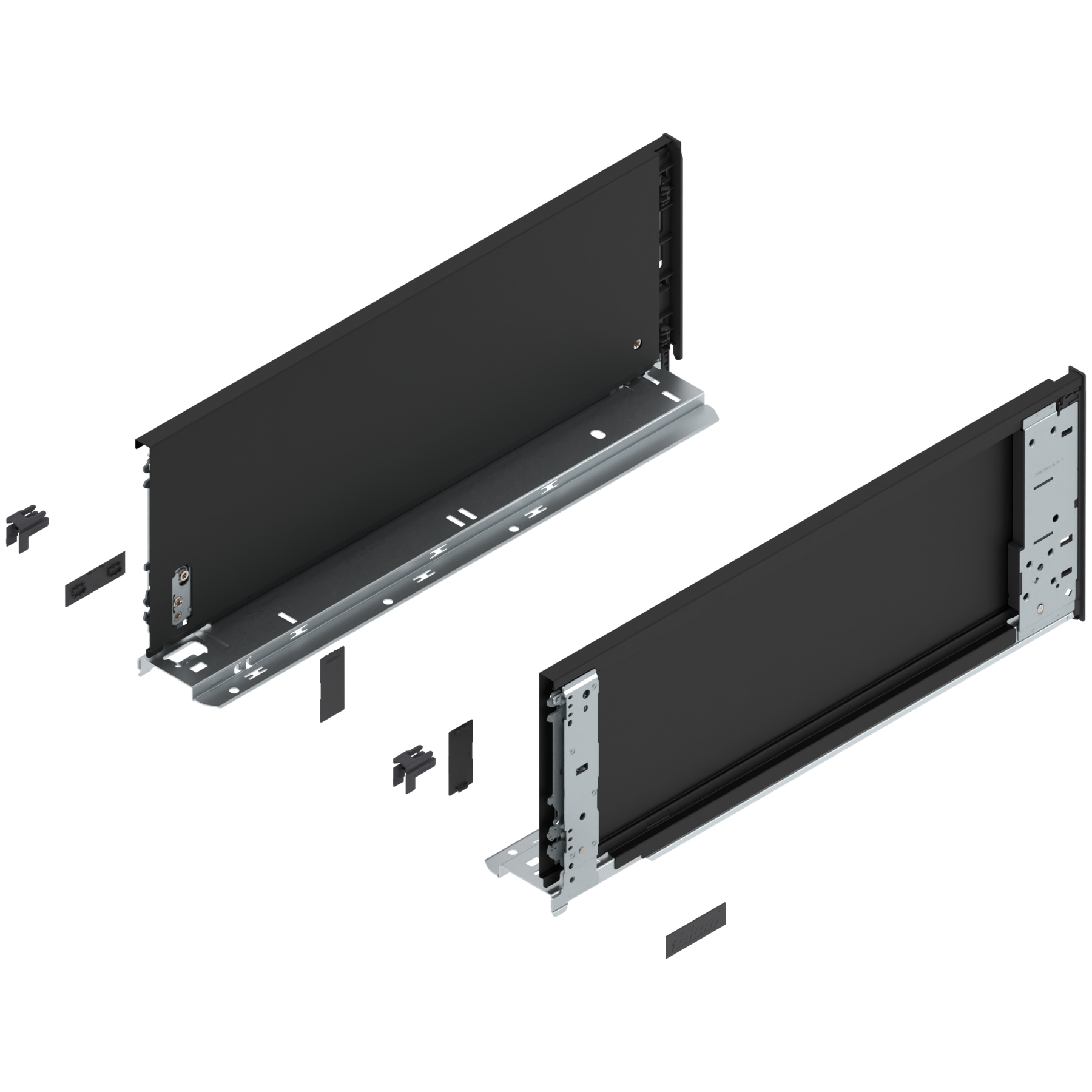 Bok szuflady LEGRABOX (za korpusem), wysokość C (177 mm), dł.=450 mm, lewy/prawy, do LEGRABOX pure, czarny mat