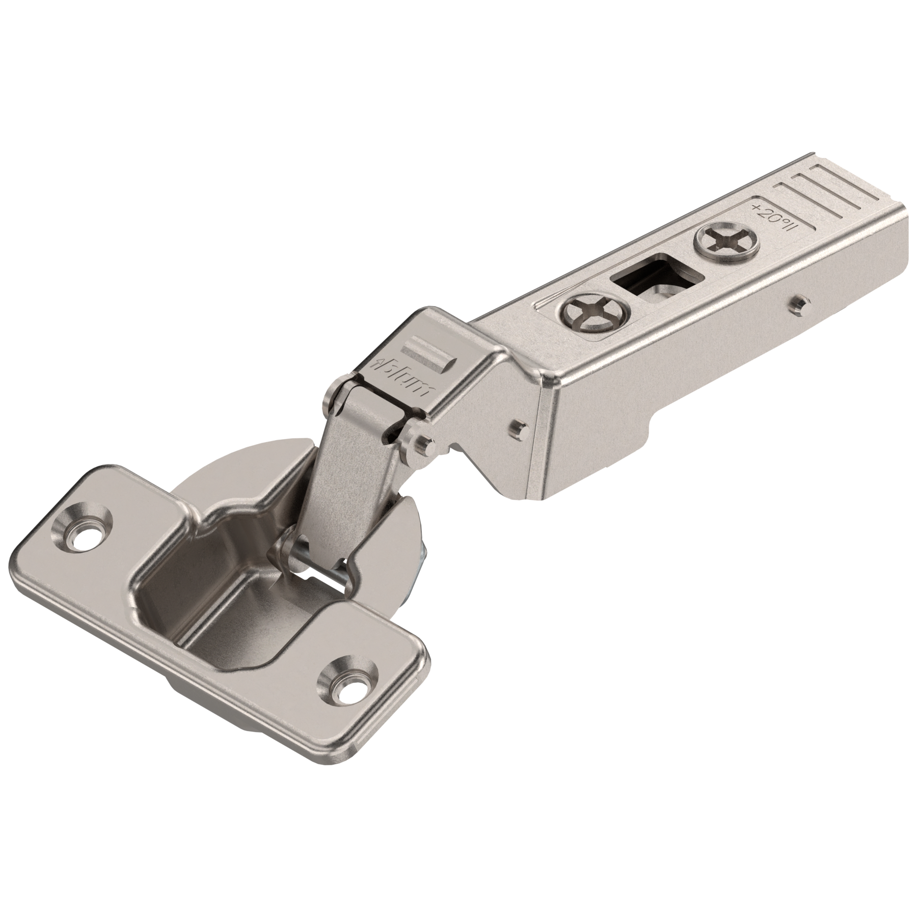 CLIP top zawias kątowy 20° II, Nakładany, bez sprężyny, puszka: na wkręty, niklowany