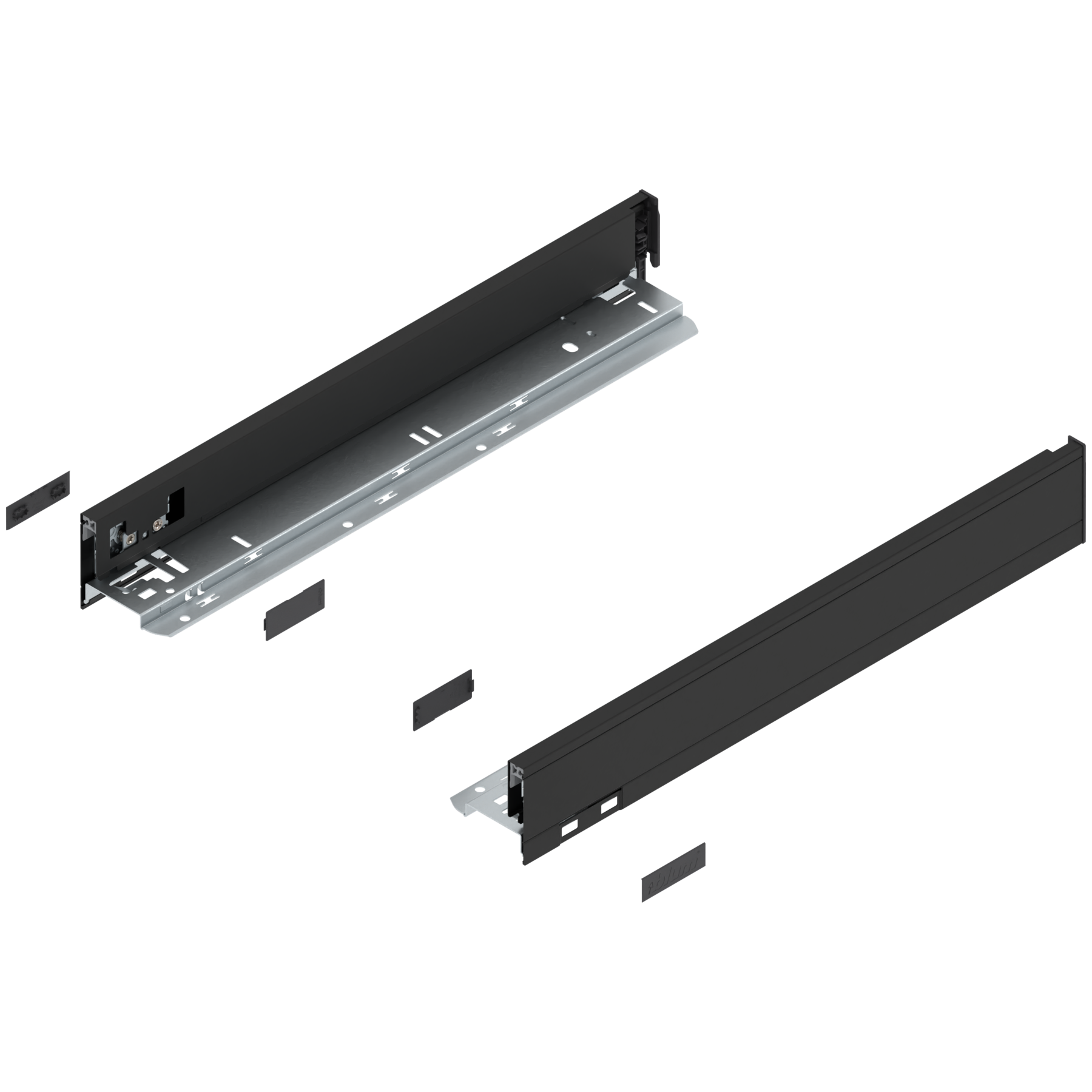 Bok szuflady LEGRABOX, wysokość N (66.5 mm), dł.=450 mm, lewy/prawy, do LEGRABOX pure, czarny mat