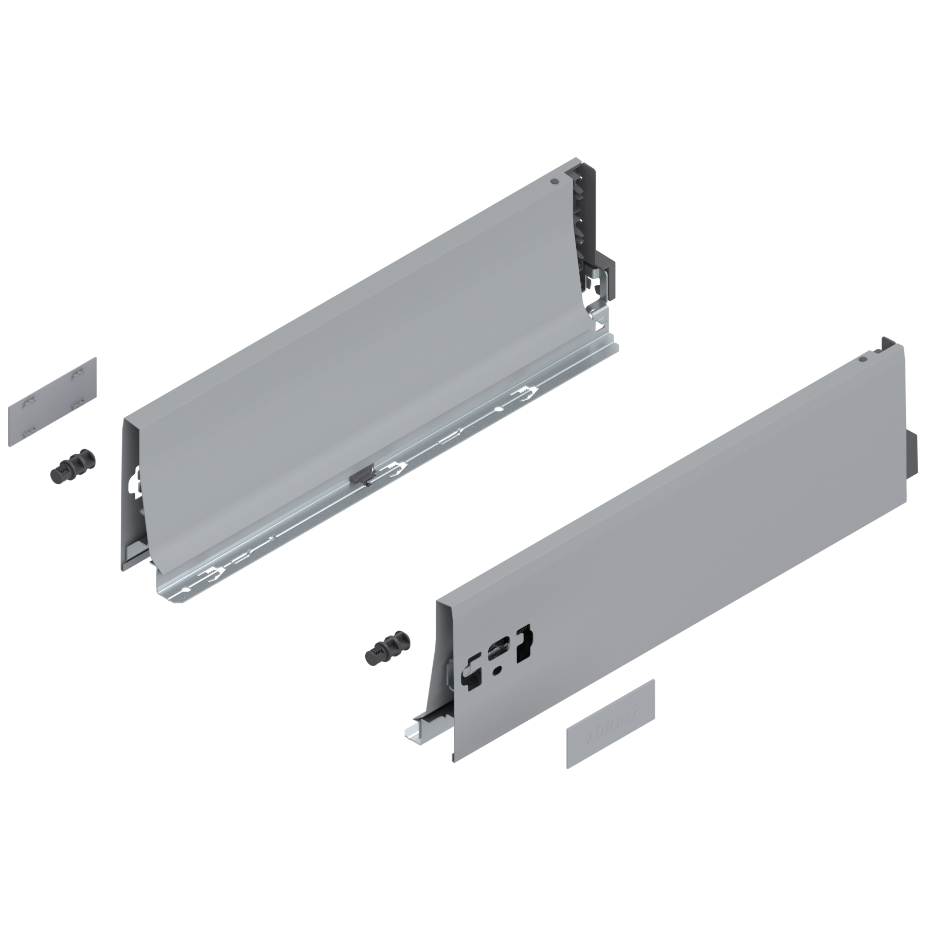 Bok szuflady TANDEMBOX, wysokość K (115 mm), dł.=400 mm, lewy/prawy, do TANDEMBOX antaro , R9006 szara
