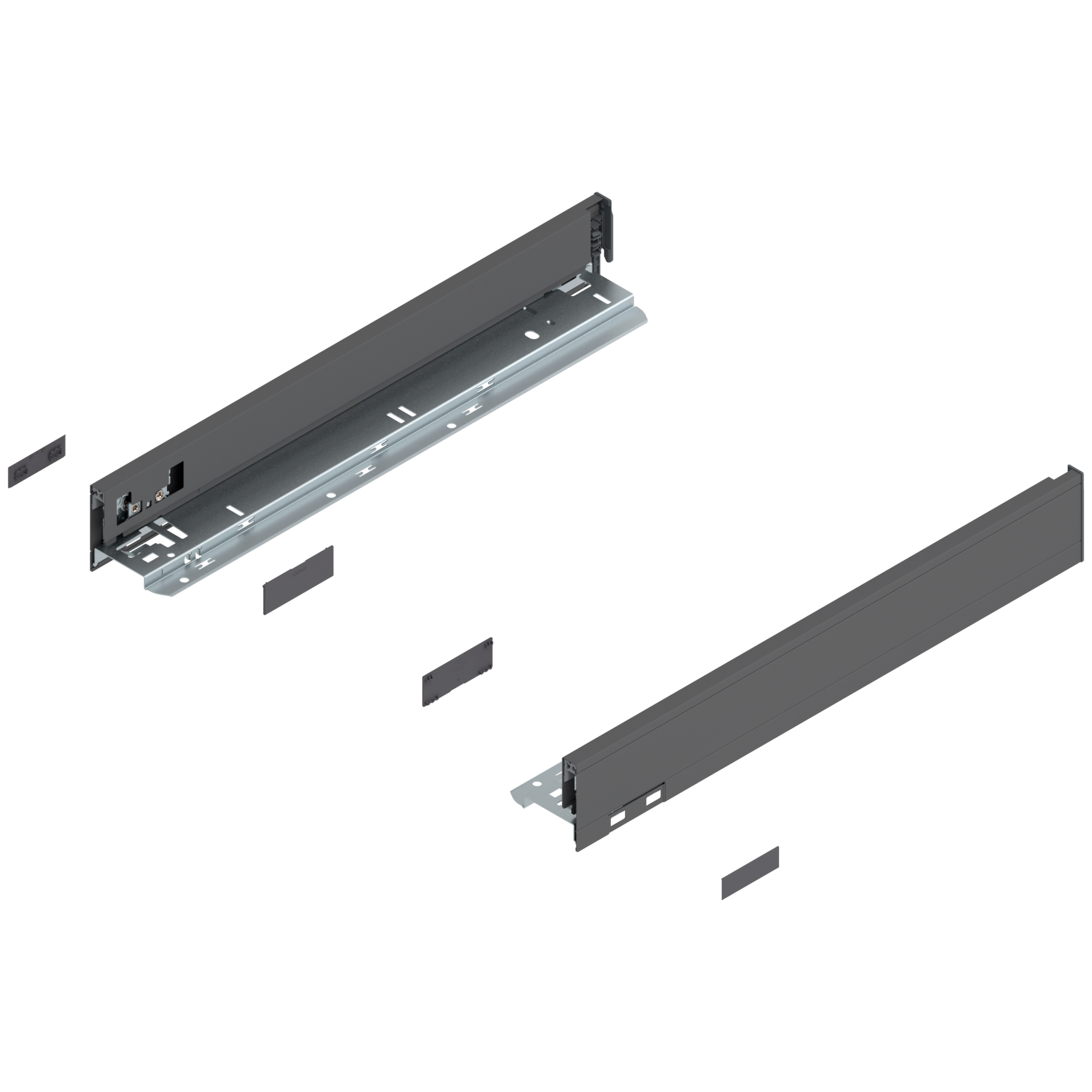 Bok szuflady LEGRABOX, wysokość N (66.5 mm), dł.=450 mm, lewy/prawy, do LEGRABOX pure, antracyt mat