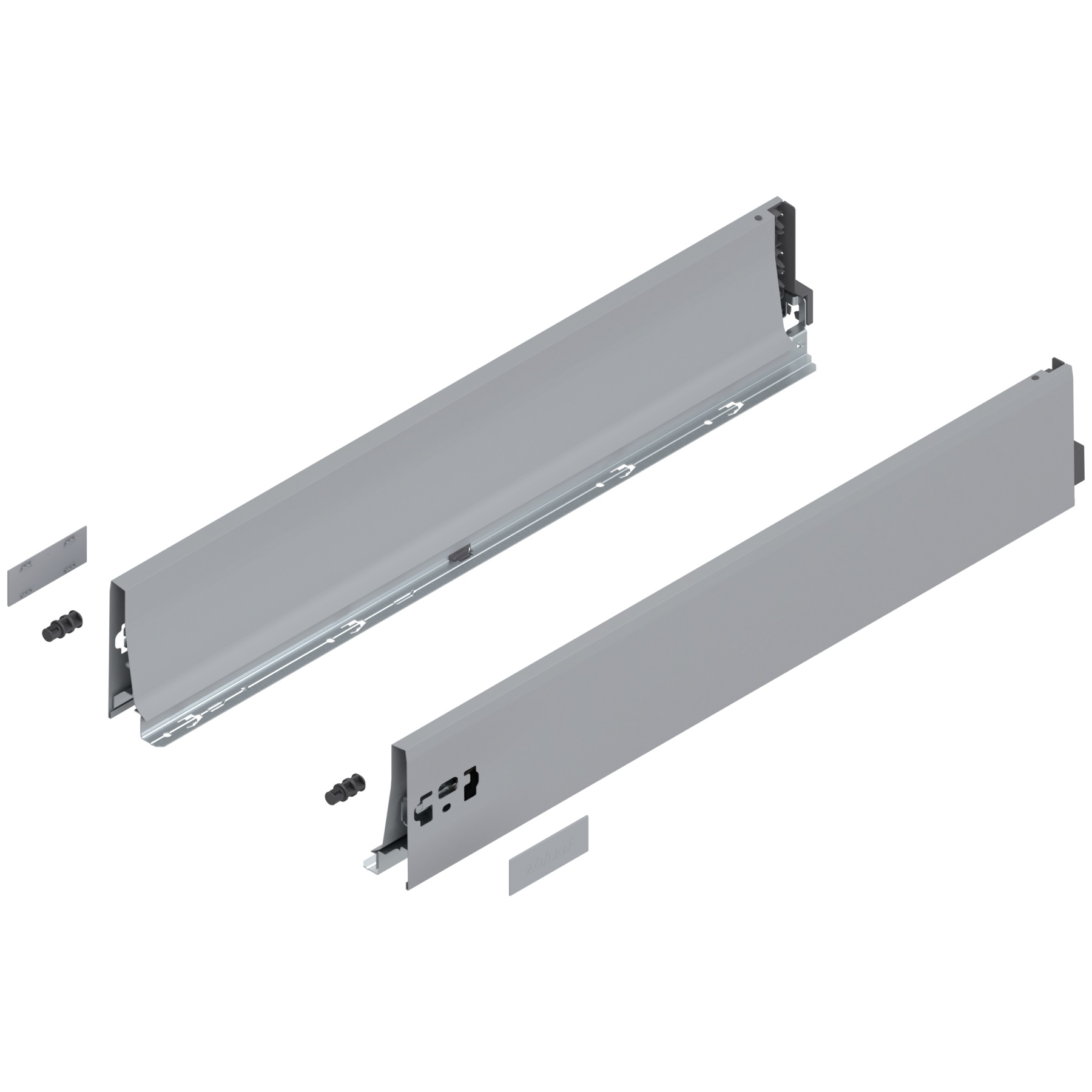 Bok szuflady TANDEMBOX, wysokość K (115 mm), dł.=650 mm, lewy/prawy, do TANDEMBOX antaro , R9006 szara