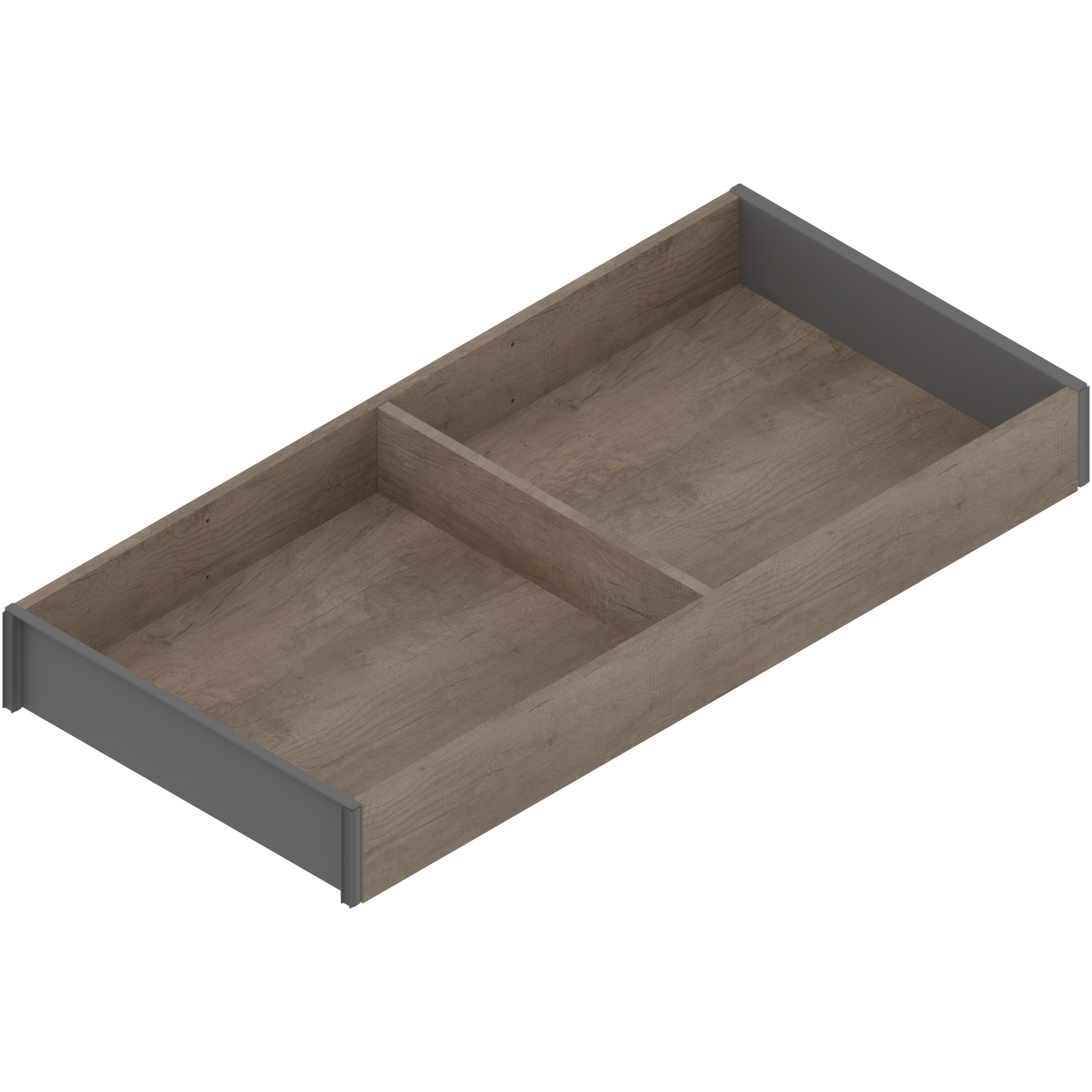 AMBIA-LINE  ramki do szuflady standardowej, do LEGRABOX/MERIVOBOX, w opcji drewnopodobnej, dł.=450 mm, szerokość=200 mm, Dąb Nebraska/szary