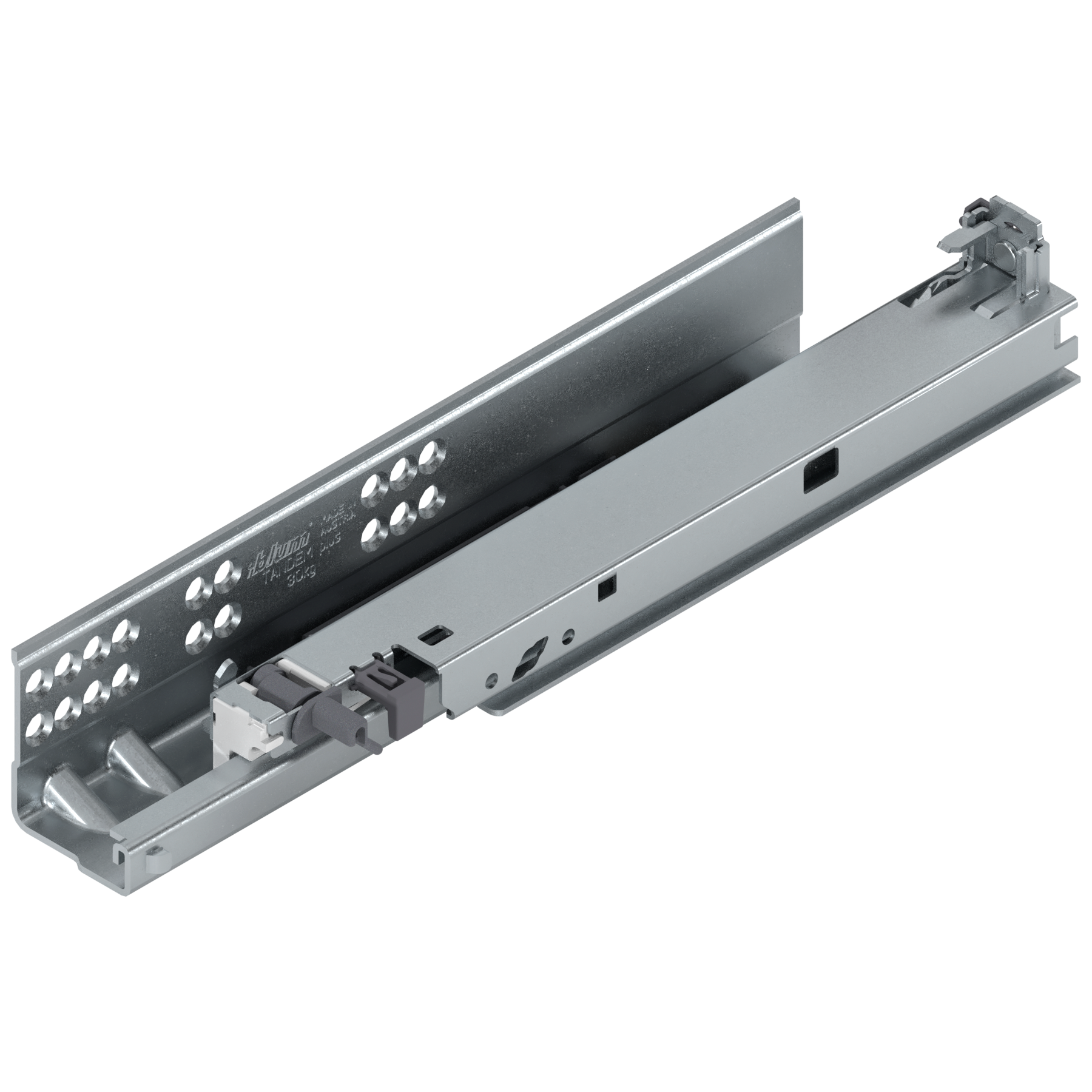 TANDEM plus do TIP-ON Pełny wysuw, Prowadnica, 30 kg, dł.=285 mm, z bolcem mocującym, lewa, cynkowana