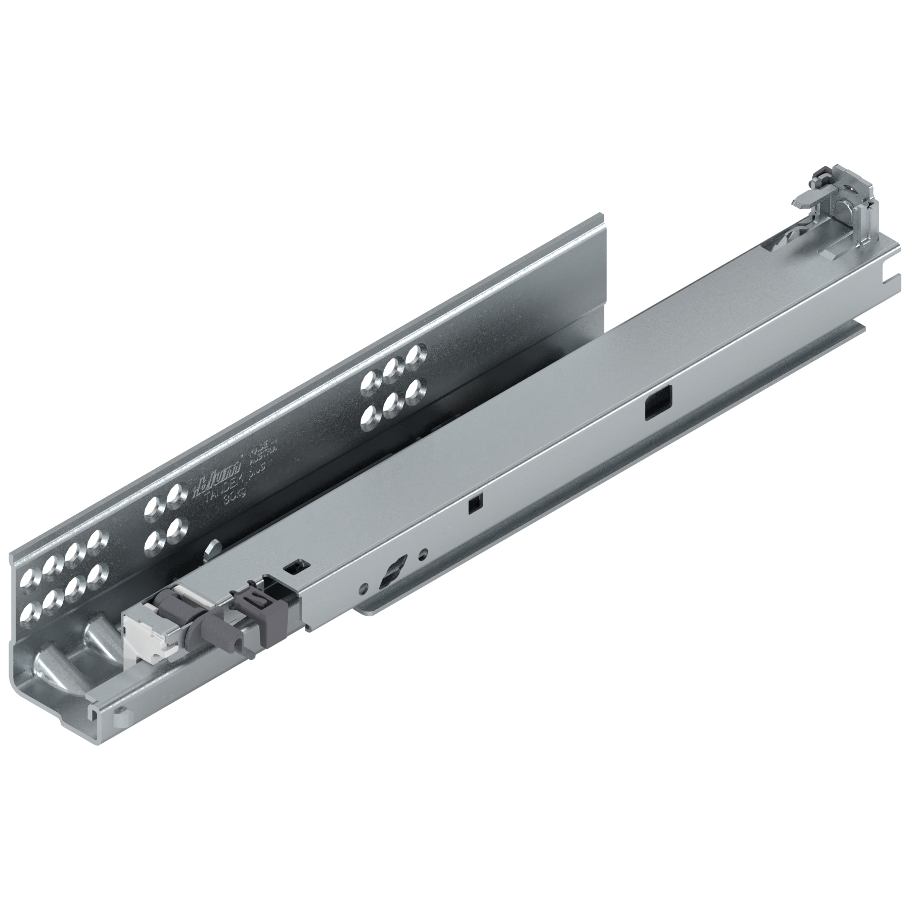 TANDEM plus do TIP-ON Pełny wysuw, Prowadnica, 30 kg, dł.=310 mm, z bolcem mocującym, lewa, cynkowana