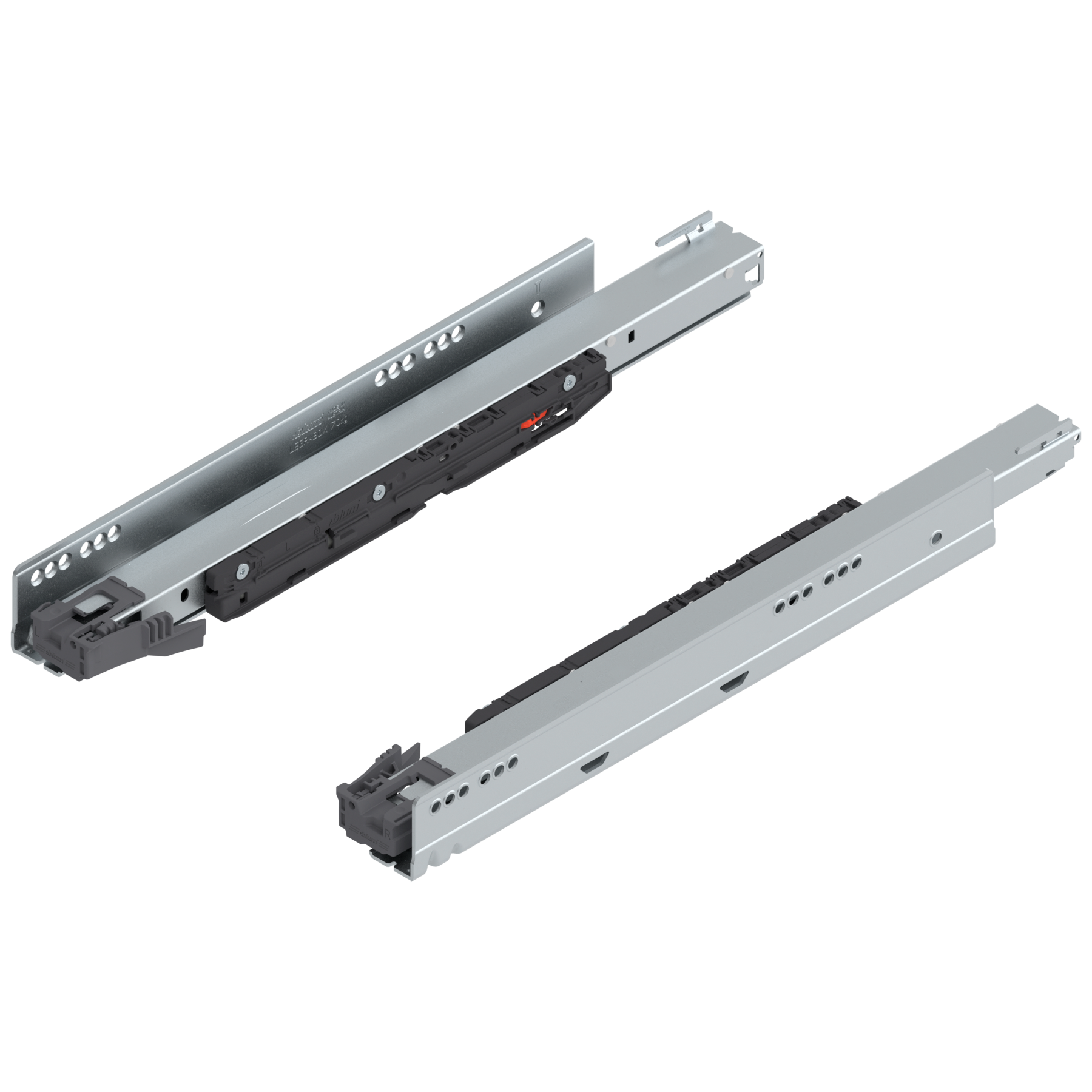 Prowadnica korpusu LEGRABOX z BLUMOTION S, pełny wysuw, 70 kg, dł.=450 mm, lewa/prawa, cynkowana