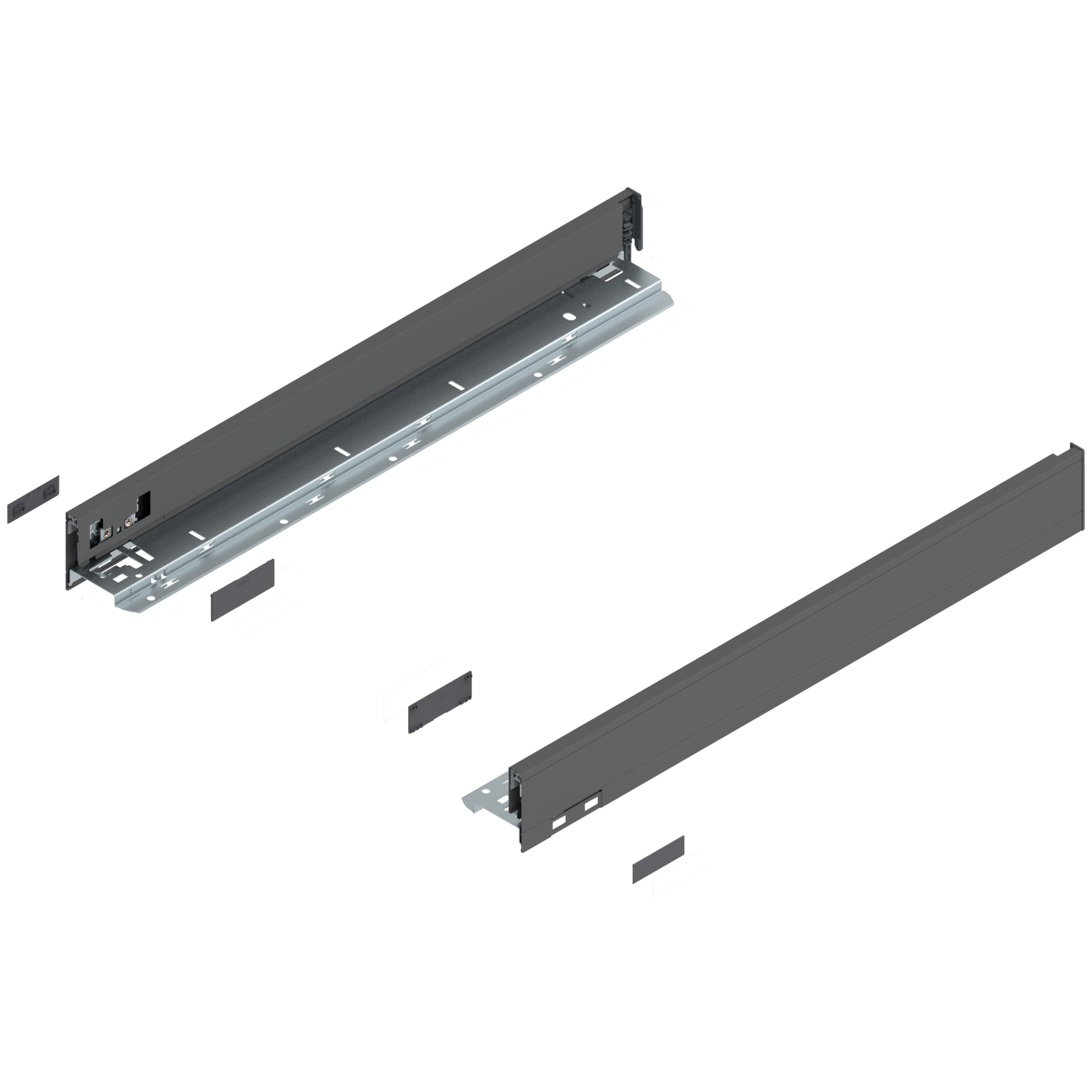 Bok szuflady LEGRABOX, wysokość N (66.5 mm), dł.=550 mm, lewy/prawy, do LEGRABOX pure, antracyt mat