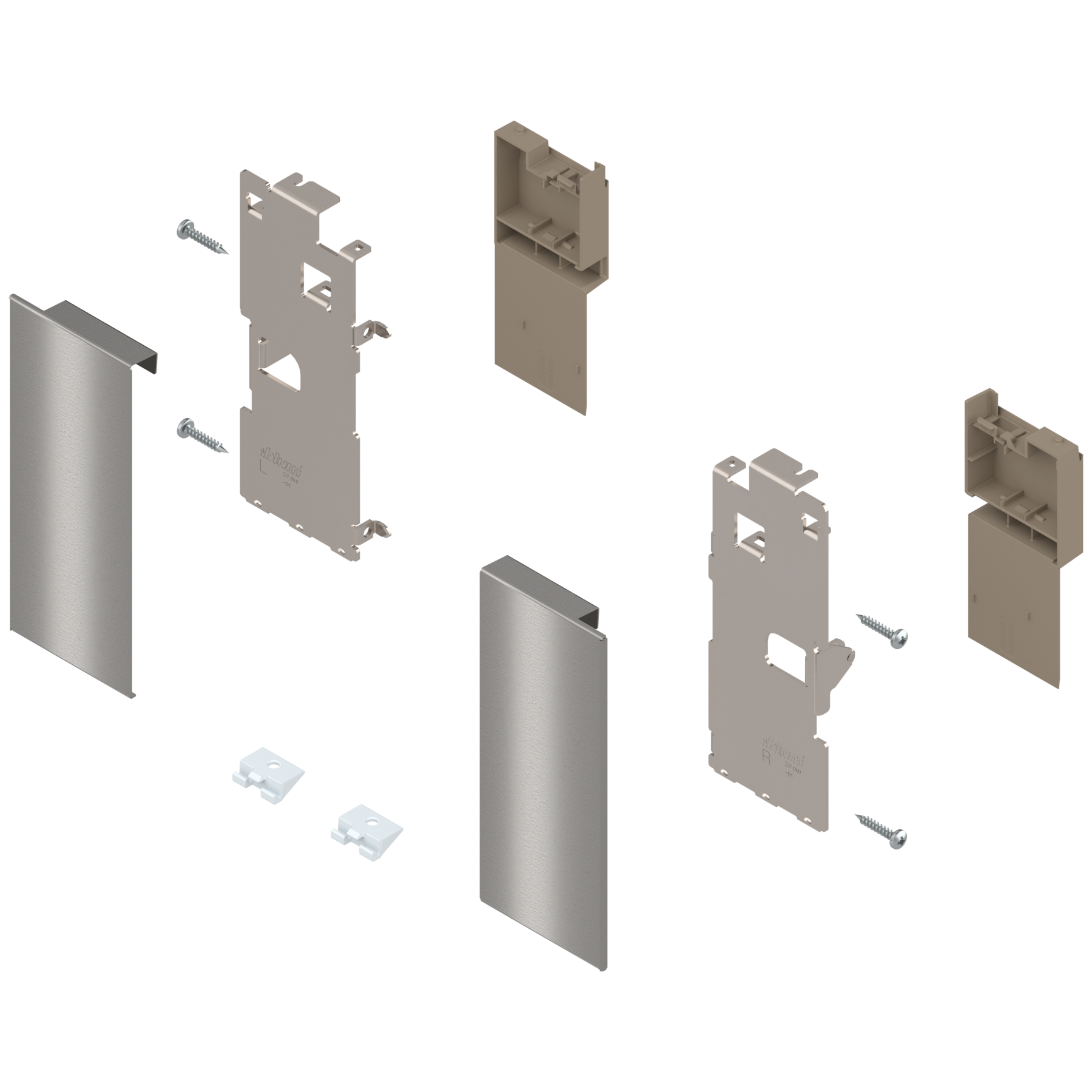 Mocowanie frontu LEGRABOX , wys. K, do szuflady wewnętrznej, lewe/prawe, do LEGRABOX pure, inox-szczotk.-lakier.