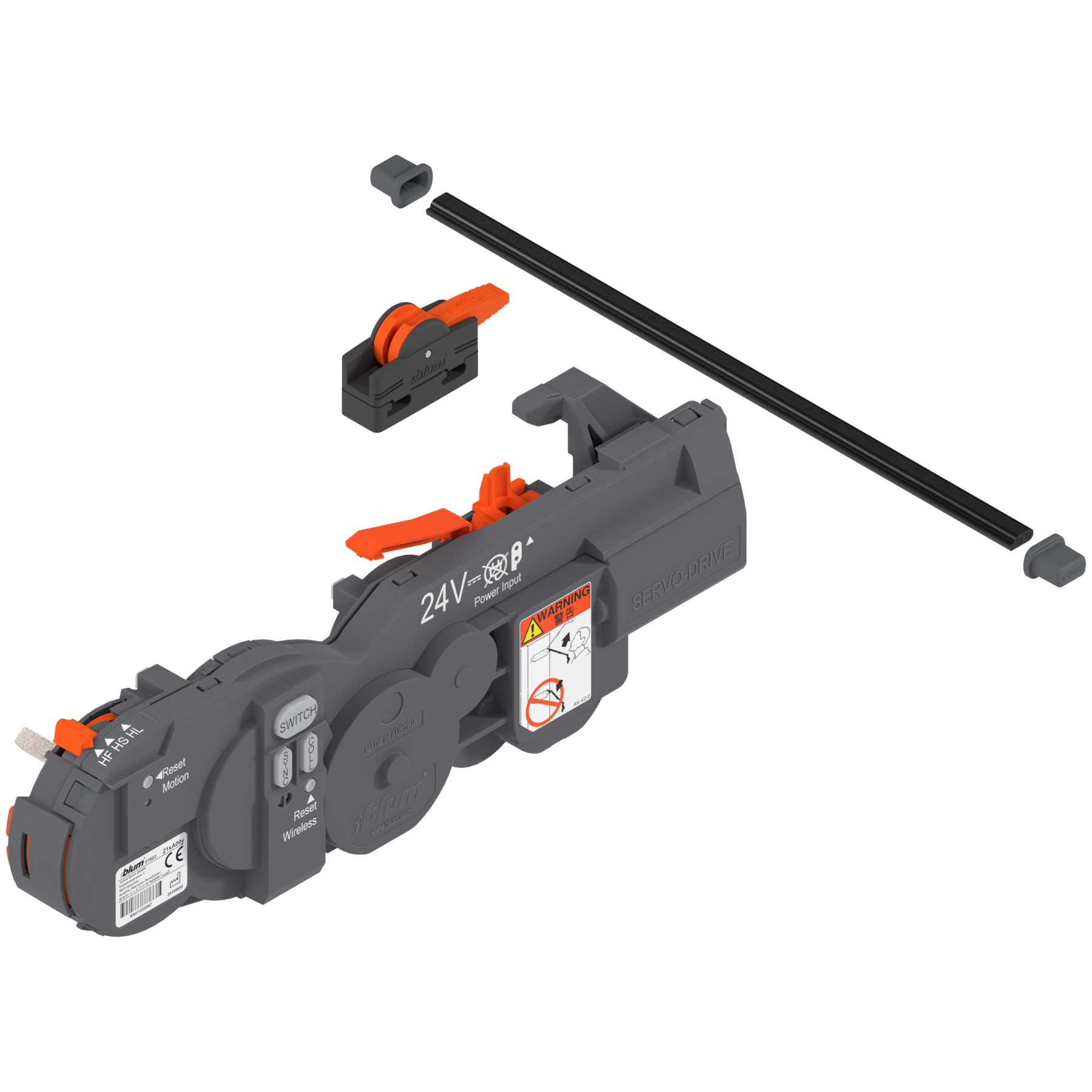 Napęd SERVO-DRIVE do AVENTOS, Systemy podnośników AVENTOS HF / HS / HL , ustawiony fabrycznie dla HF, R7037 ciemnoszara