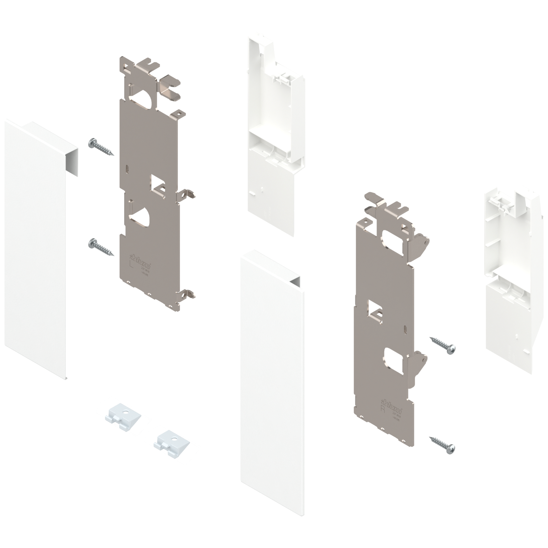 Mocowanie frontu LEGRABOX , wys. C, do szuflady wewnętrznej z relingiem, lewe/prawe, do LEGRABOX pure, jedwabiście biały mat