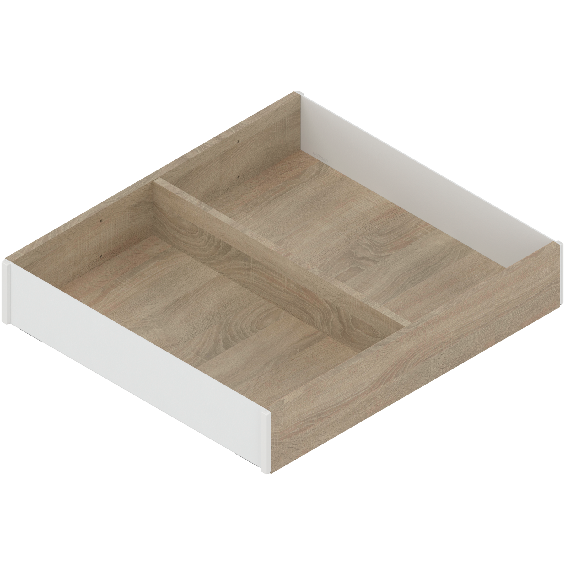 AMBIA-LINE  ramki do szuflady standardowej, do LEGRABOX/MERIVOBOX, w opcji drewnopodobnej, od dł.=270 mm, szerokość=242 mm, Dąb Bard./jedwab.biały