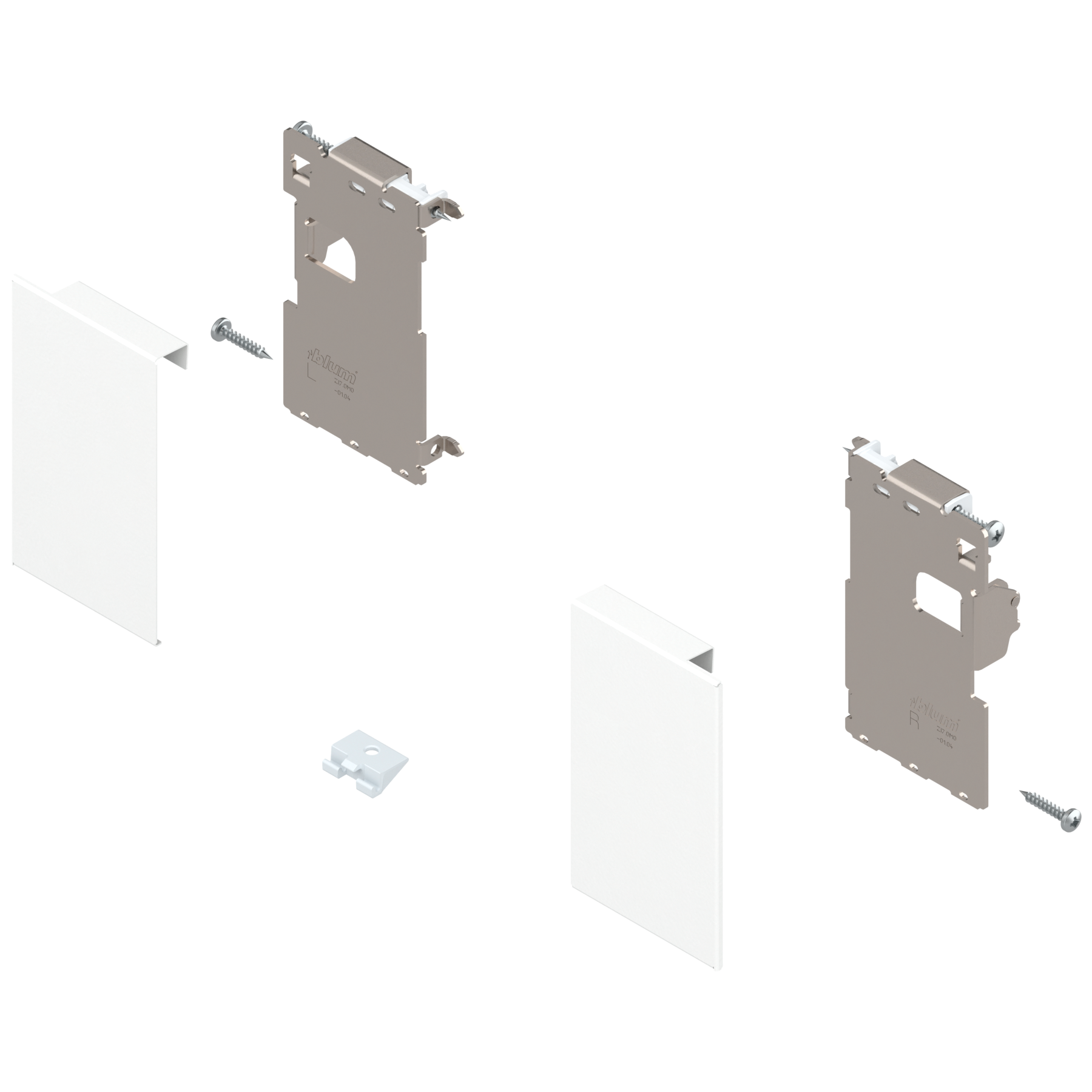 Mocowanie frontu LEGRABOX , zamontowany na wkręt do listwy dystansowej, do szuflady wewnętrznej, lewe/prawe, do LEGRABOX pure, jedwabiście biały mat