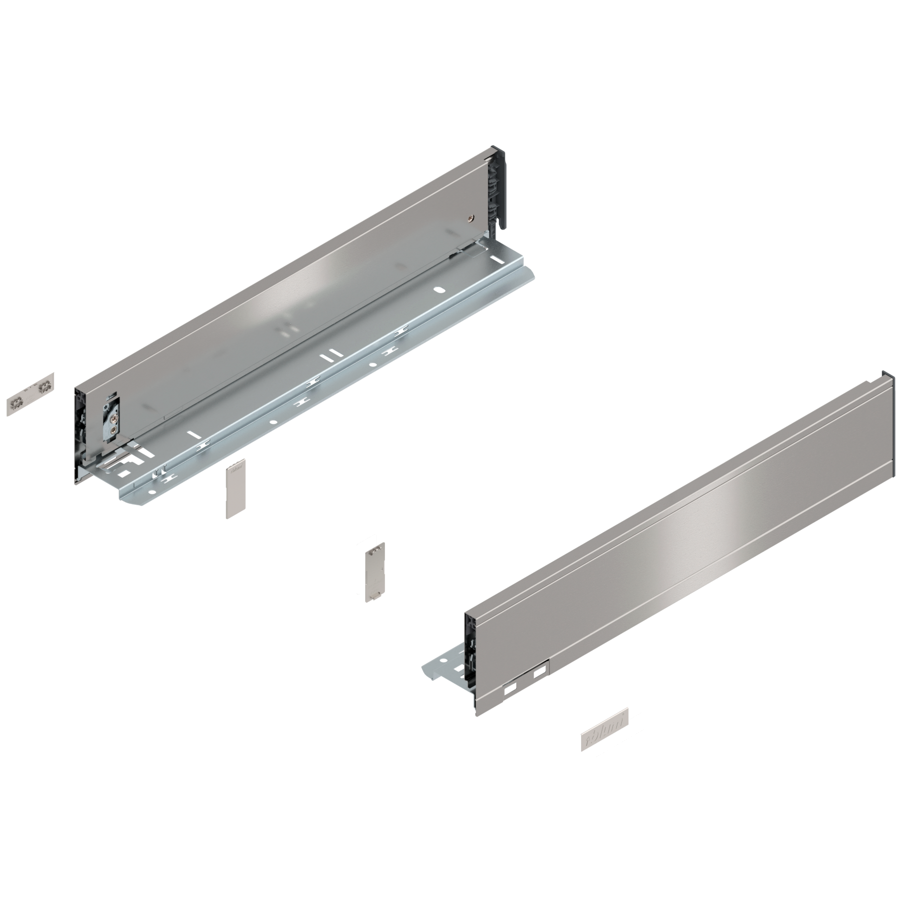 Bok szuflady LEGRABOX, wysokość M (90.5 mm), dł.=450 mm, lewy/prawy, do LEGRABOX pure, inox-szczotk.-lakier.