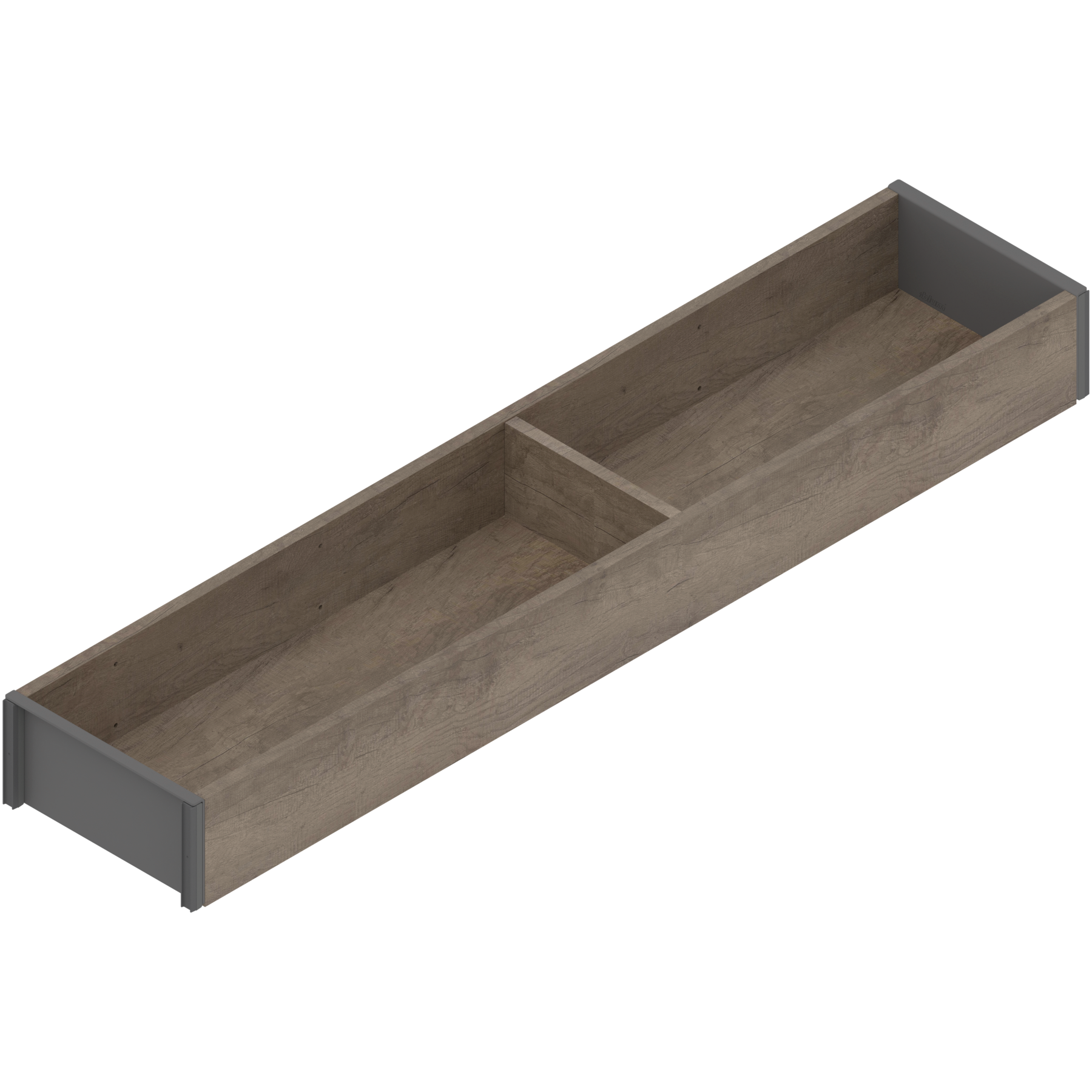 AMBIA-LINE  ramki do szuflady standardowej, do LEGRABOX/MERIVOBOX, w opcji drewnopodobnej, dł.=500 mm, szerokość=100 mm, Dąb Nebraska/szary