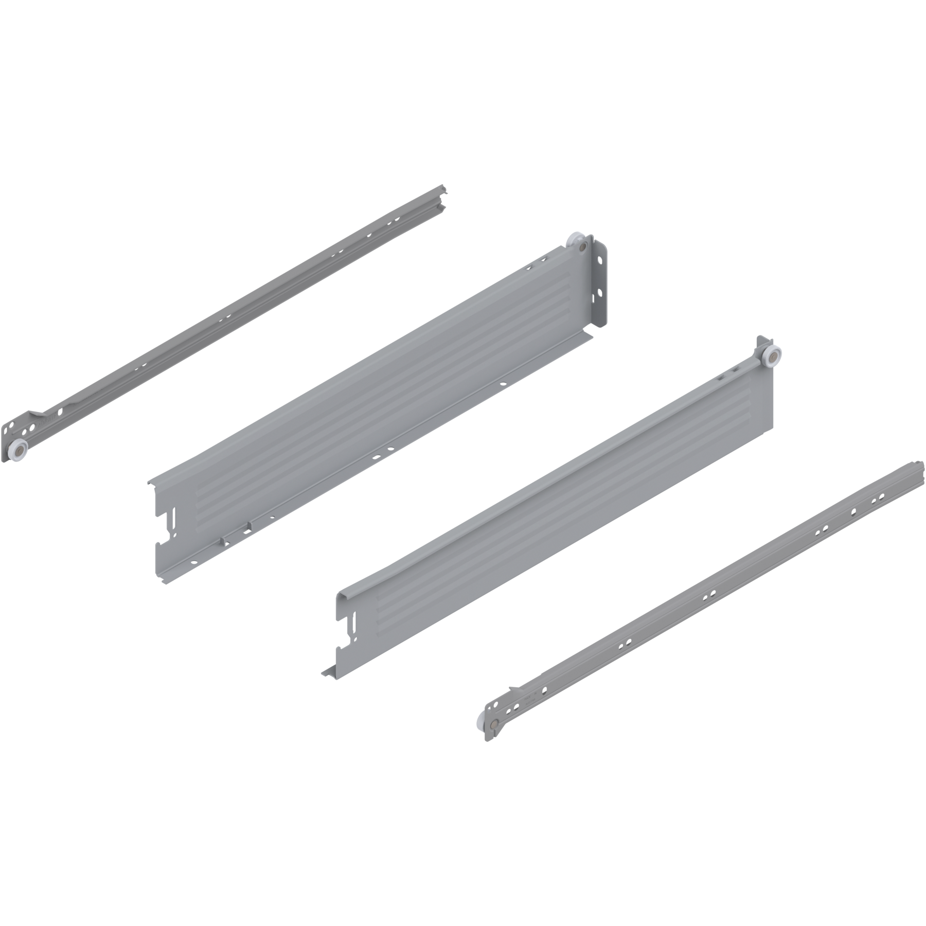 METABOX bok M (86 mm), Częściowy wysuw, 25 kg, dł.=500 mm, wersja na wcisk, lewy/prawy, R7004 szara