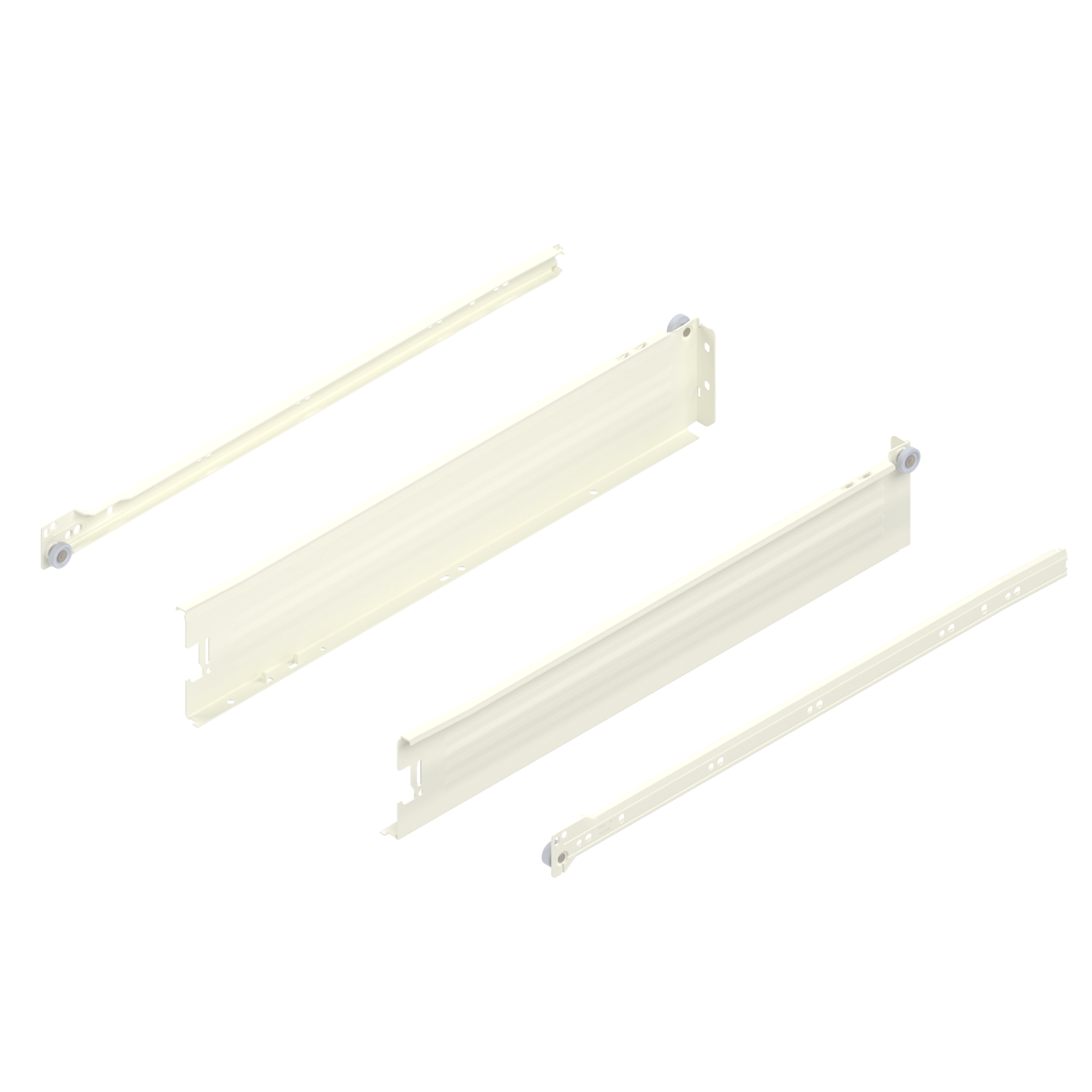 METABOX bok M (86 mm), Częściowy wysuw, 25 kg, dł.=500 mm, wersja na wcisk, lewy/prawy, R9001 kremowo-biała