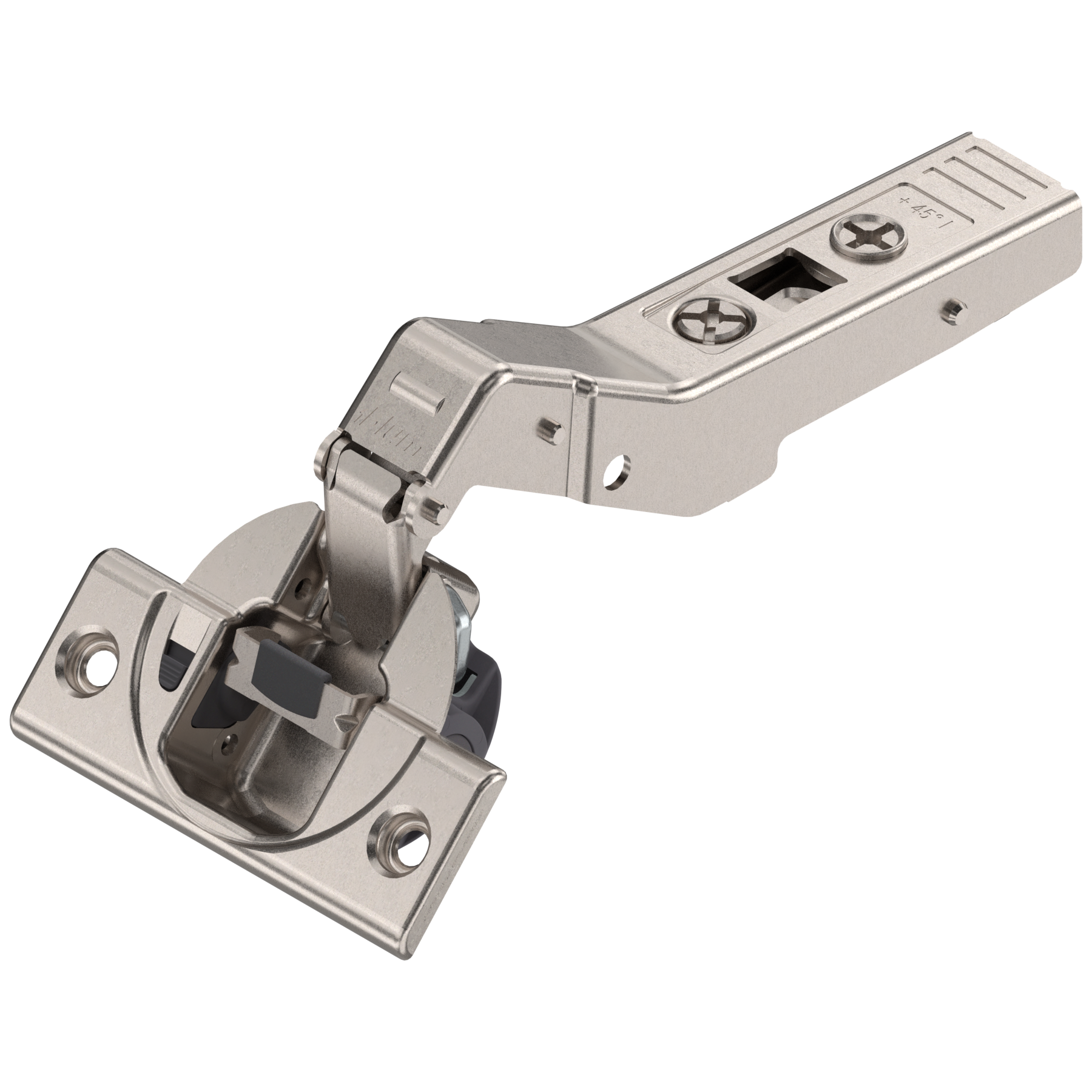 CLIP top BLUMOTION zawias kątowy 45° I, częściowo nakładany, puszka: na wkręty, niklowany