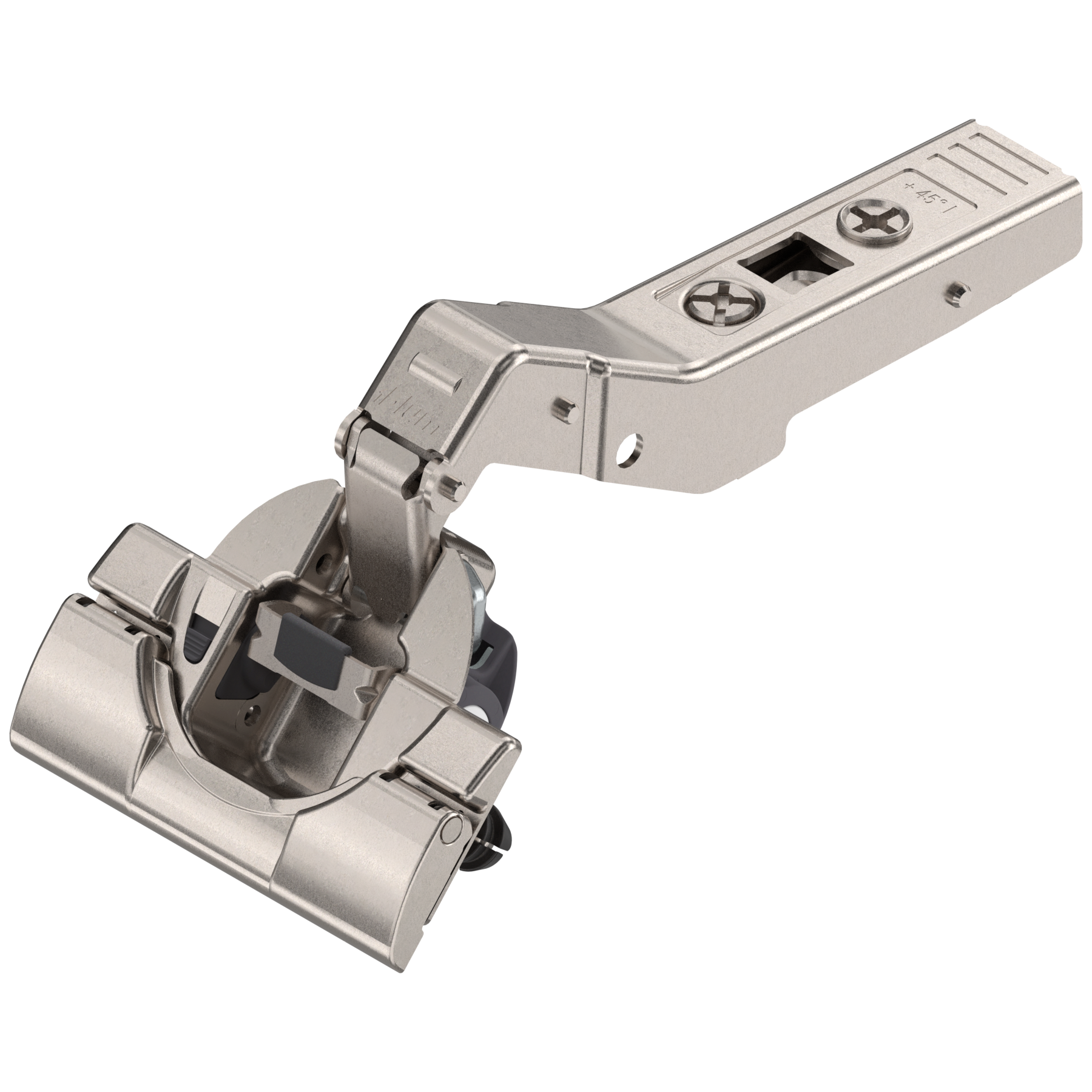 CLIP top BLUMOTION zawias kątowy 45° I, częściowo nakładany, puszka: INSERTA, niklowany
