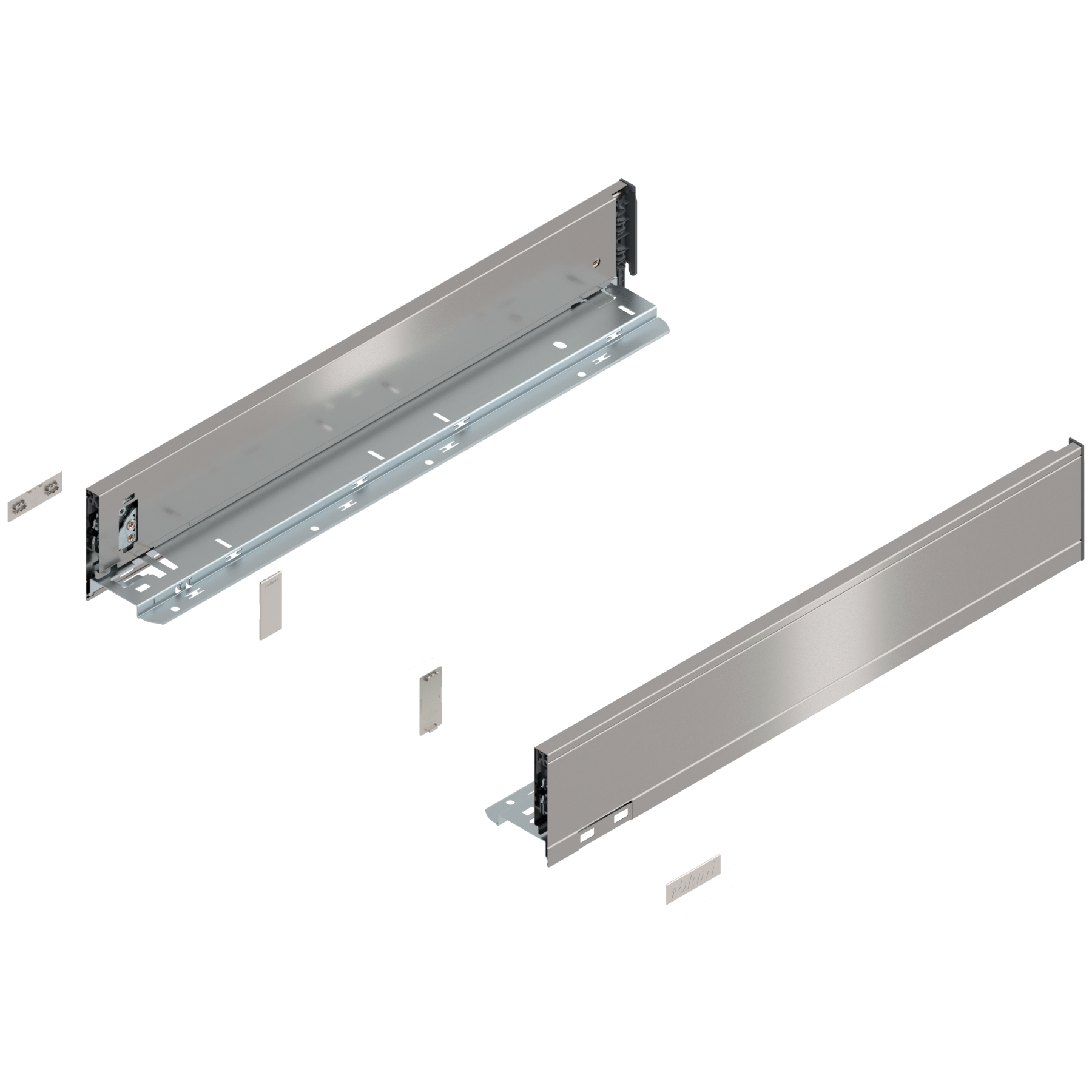 Bok szuflady LEGRABOX, wysokość M (90.5 mm), dł.=500 mm, lewy/prawy, do LEGRABOX pure, inox-szczotk.-lakier.